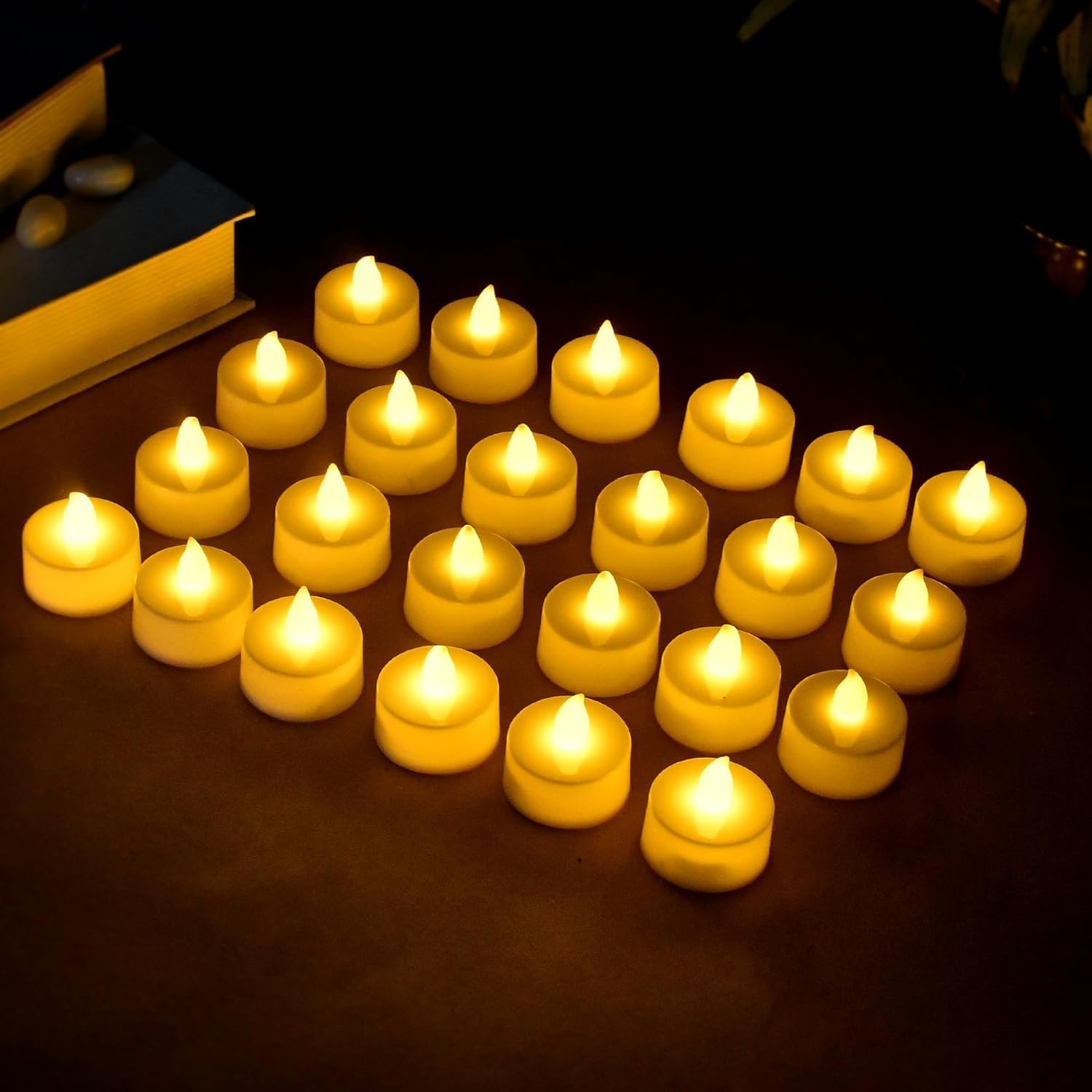 SATYAM KRAFT 6 Pcs Flameless and Smokeless Decorative Acrylic Candles Transparent Led Tea Light Candle for Gifting, House, Home