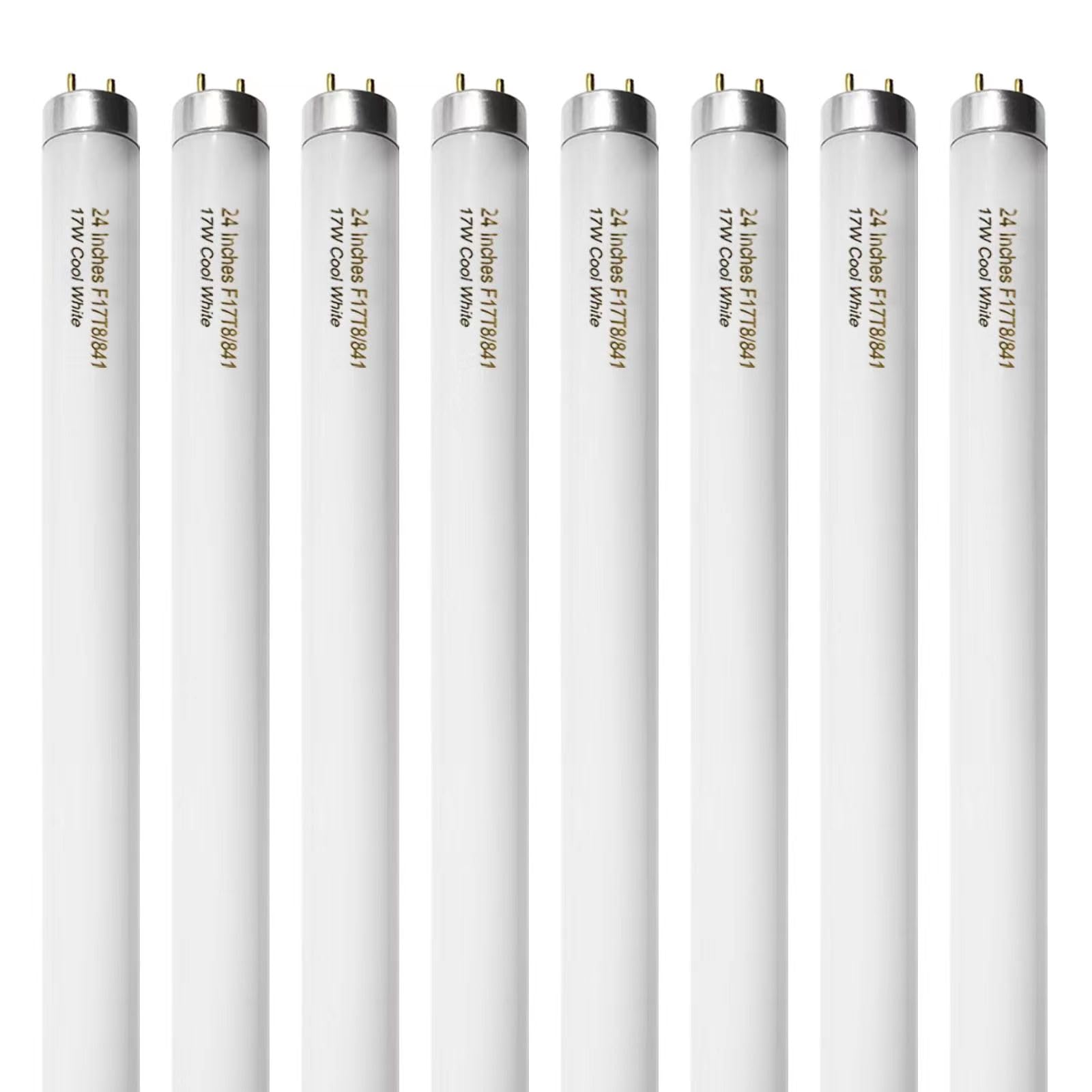 Konideke 8 Pack 24 inch F17T8/841 17 Watts Light Bulb, 2 Foot Straight Fluorescent Tube T8 Tube Light, 4100K Cool White 1400 Lum