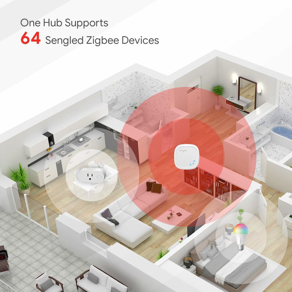 Sengled Smart Light Bulb, Zigbee Compatible, 60W Equivalent, 4 Count, Full Color, Model E11-N1EAW6P_VC