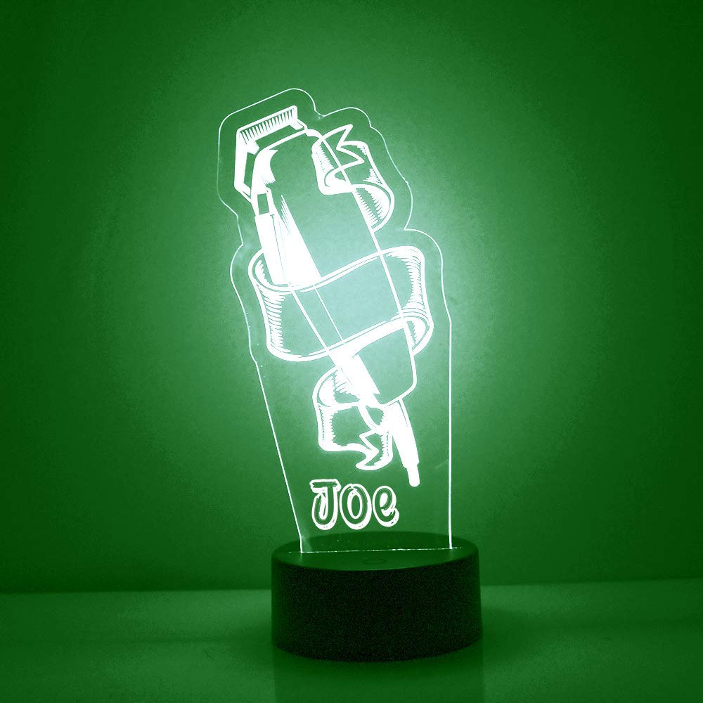 Custom Barber LED Sign Night Light Lamp with Remote, Light Up Display with Personalized Name or Image, Customized, Made in The U
