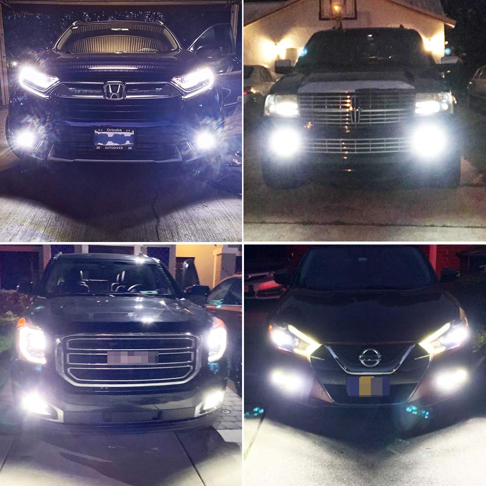 AUXLIGHT 5202 LED Fog Light Bulbs, 2400 Lumens, Xenon White, Aluminum, Replacement for Cars and Trucks