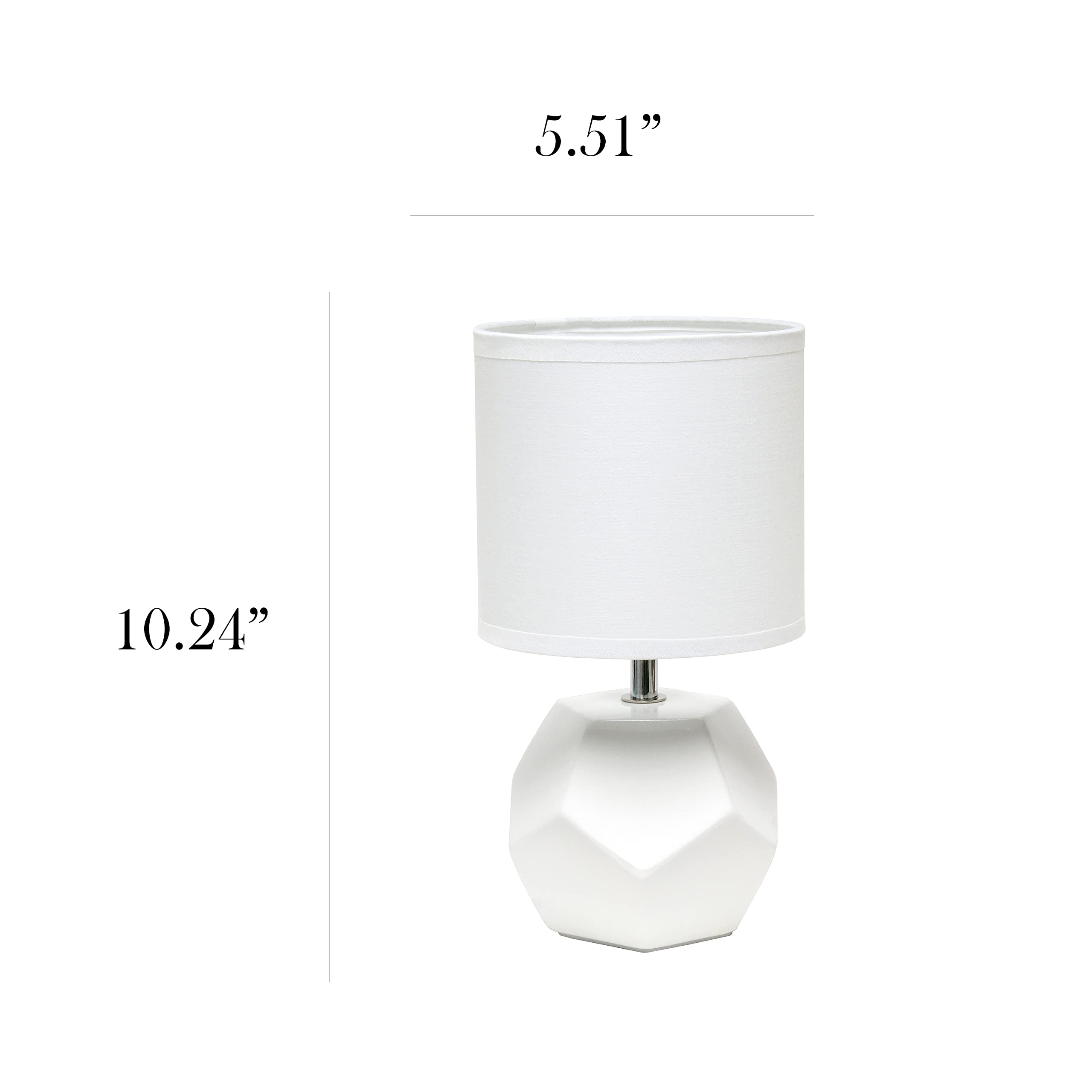 Simple Designs Lt2065-Wht Round Prism Mini Table Lamp With Matching Fabric Shade, White (Pack Of 24)
