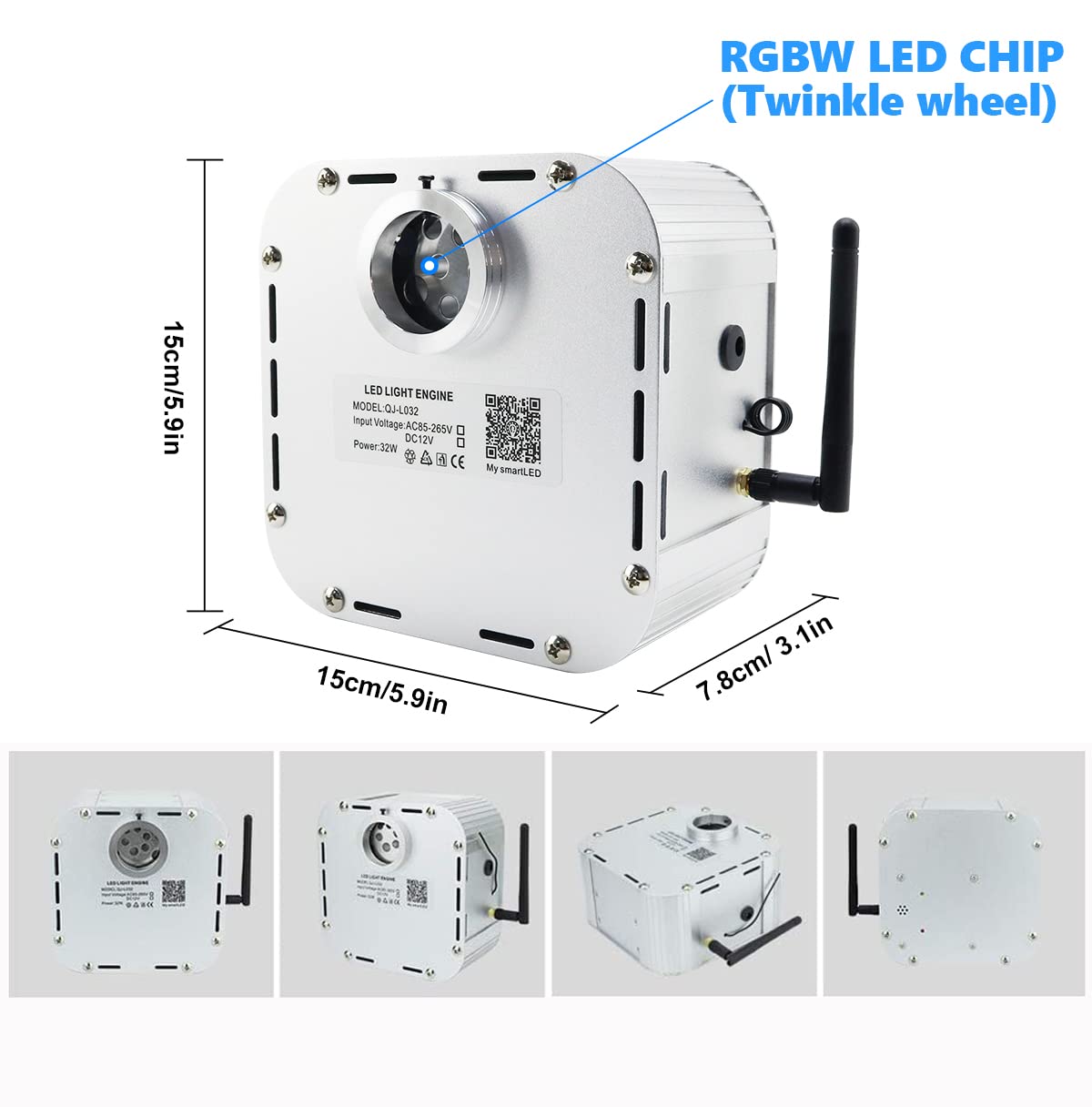 Amki High Brightness 32W Twinkle Fiber Optic Lights Starlight Headliner Kit 800Pcs 0.03In+0.04In+0.06In 16.4Ft Fibers Rgbw Sound