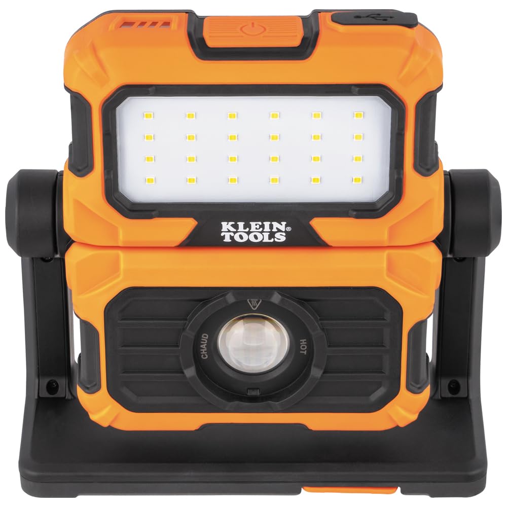 Klein Tools 56417 LED Work Light, 3000-Lumen, 2-in-1 Flood/Spot, Portable, Orange/Black