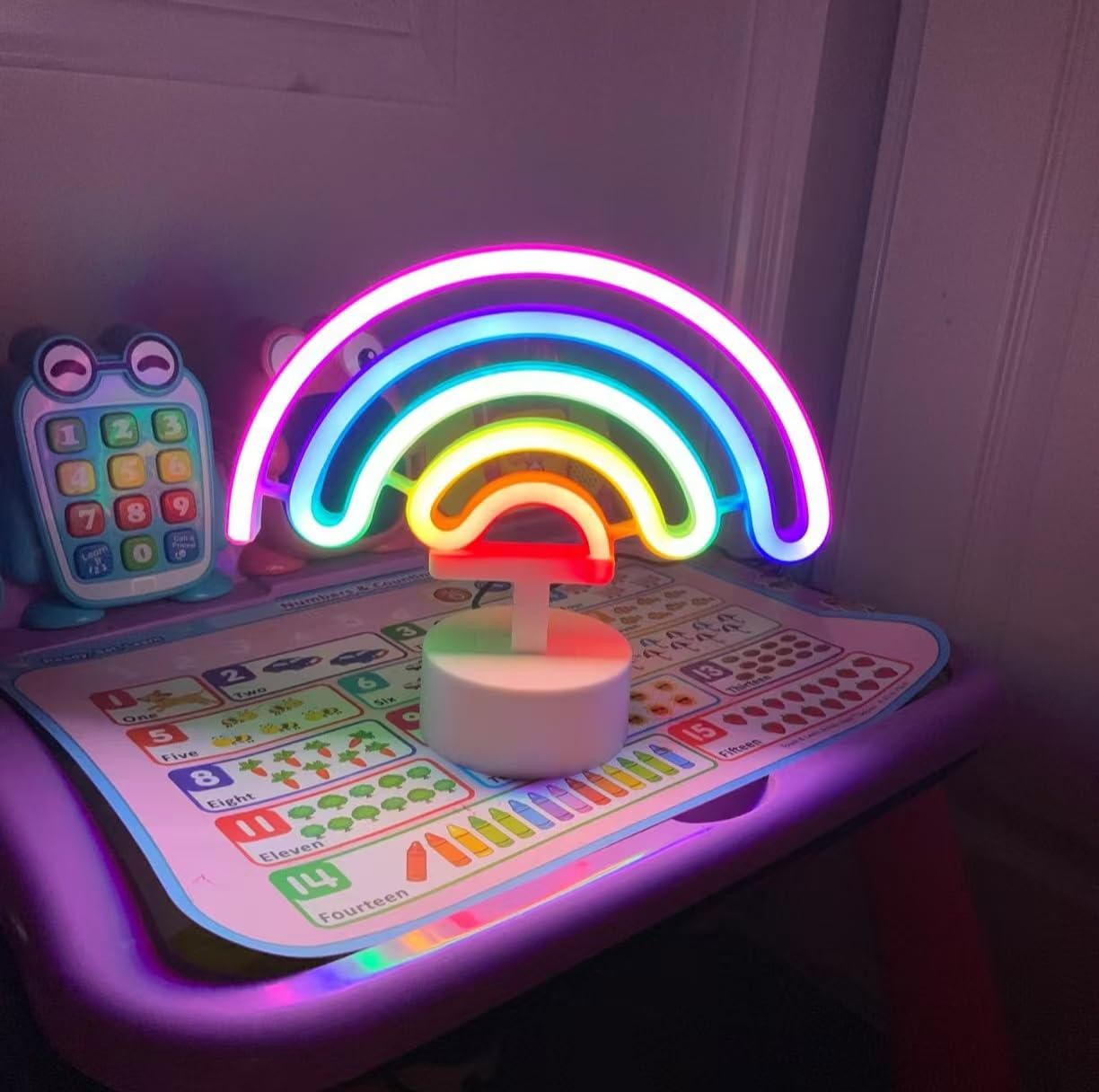Lovenite Rainbow Neon Sign, Neon Light Decor For Girls Room, Led Bedroom Decoration, Battery Operated Table Lamp For Classroom P