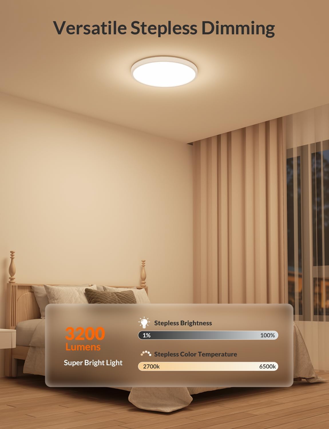 Lepower-Tec Smart Ceiling Light, Rgbww Flush Mount Ceiling Light, 3200 Lm Dimmable Led Lights Fixture, Compatible Alexa, 2700K-6