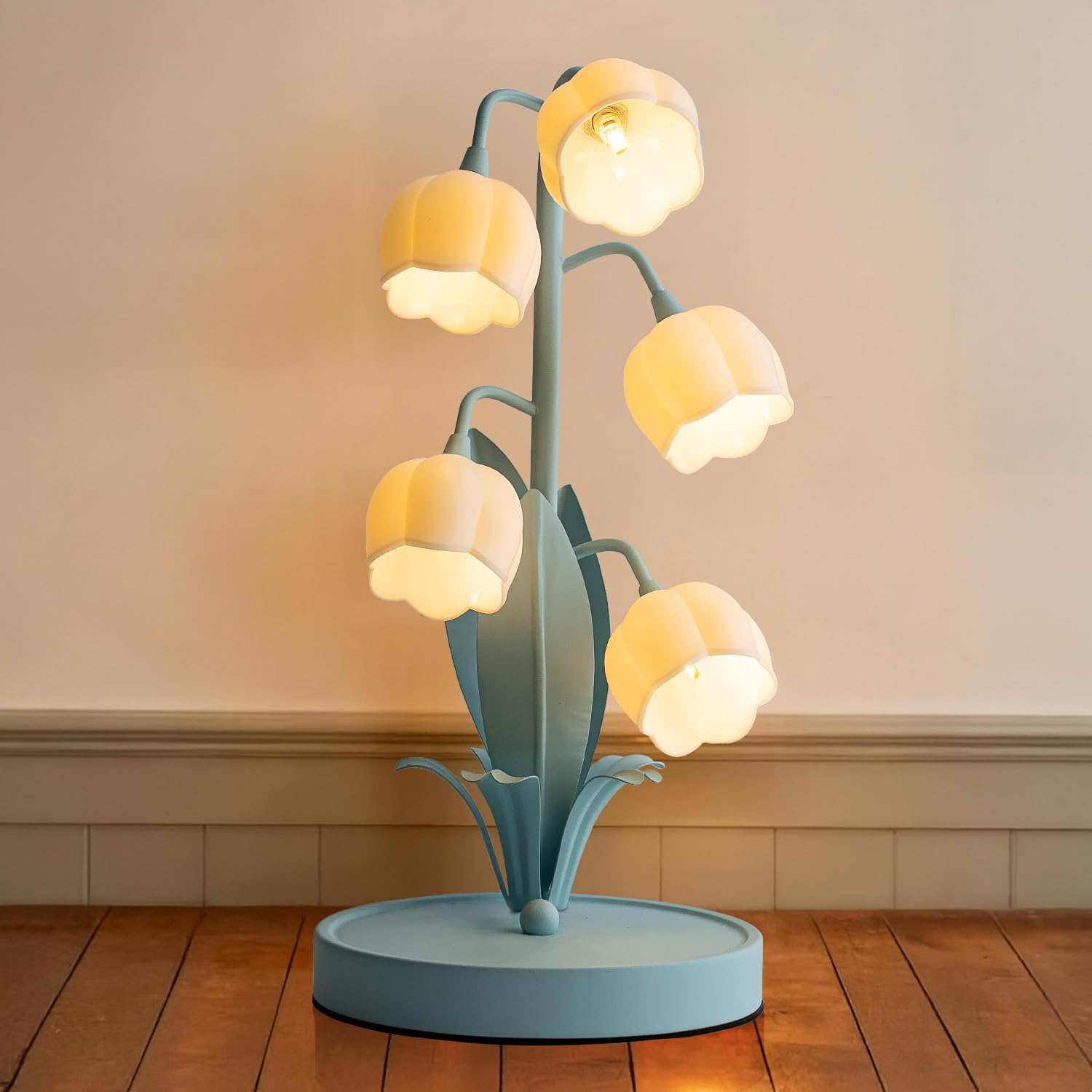 WERFOP Flower Table Lamp, Lily of The Valley Lamp for Bedside Accent 3 Color Modes Cottagecore Soft Reading Night Light for Bedr