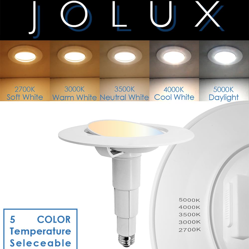 Jolux 4 Pack 5/6 Inch 5Cct Led Can Light Gimbal Retrofit Recessed Downlight, Adjustable Angle, Recessed Lighting Cctselectable 2