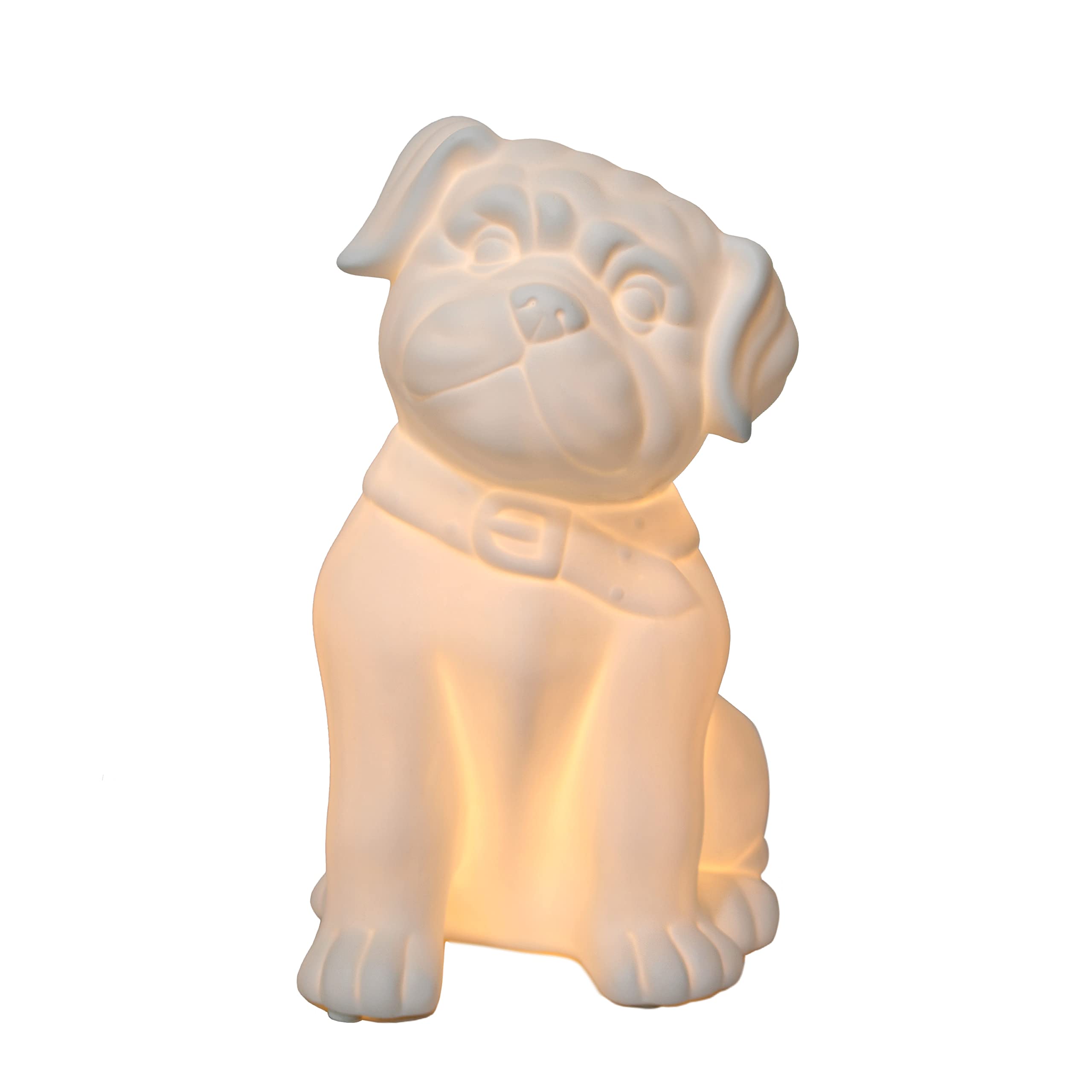 Simple Designs Lt3212-Wht White Porcelain Animal Shaped Table Lamp, Puppy Dog