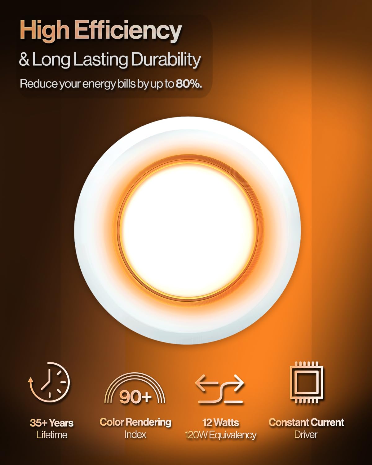 Sunco 24 Pack 6 Inch LED Recessed Lights, 1000 LM, Dimmable, 5 CCT (2700K-6000K), ETL Damp Rated,