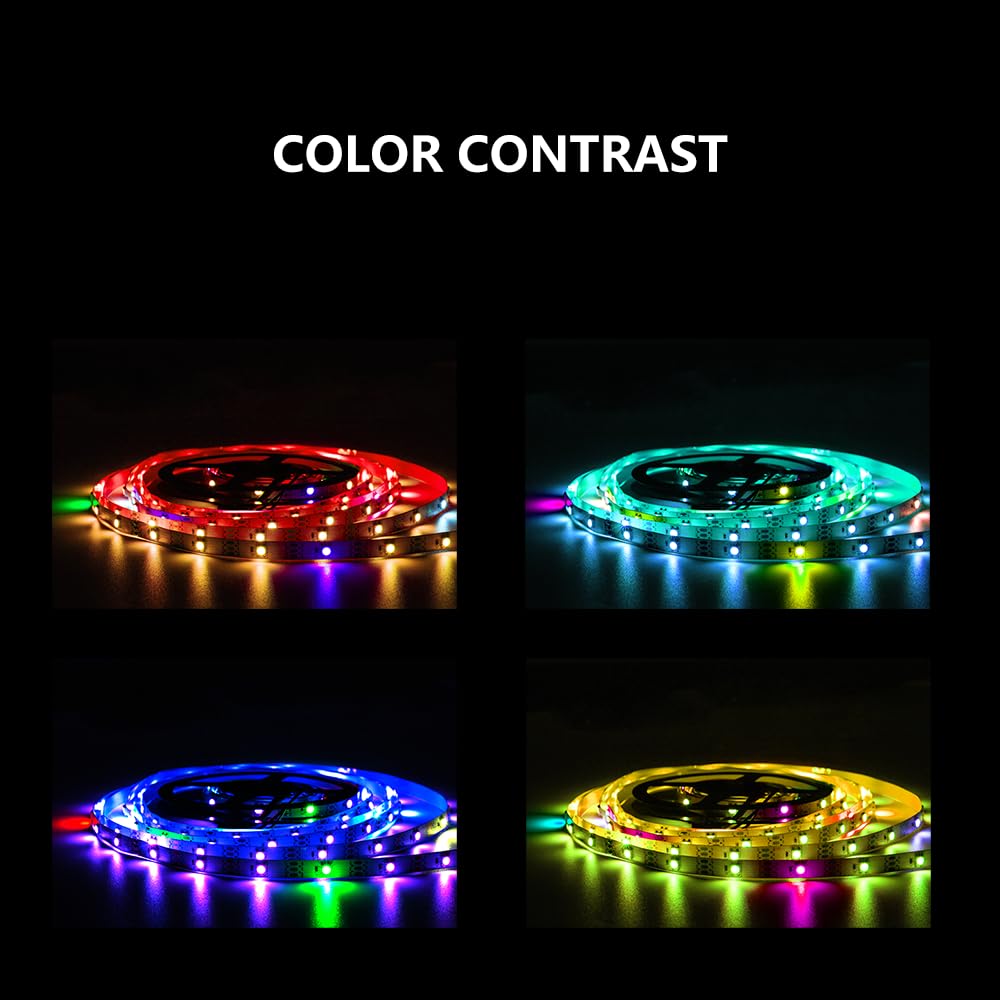 ADRESUNO WS2812b LED Strip 30 Pixels/m, 9.8FT, Bluetooth APP Control, White PCB, Model AD24KEYSUS30LED