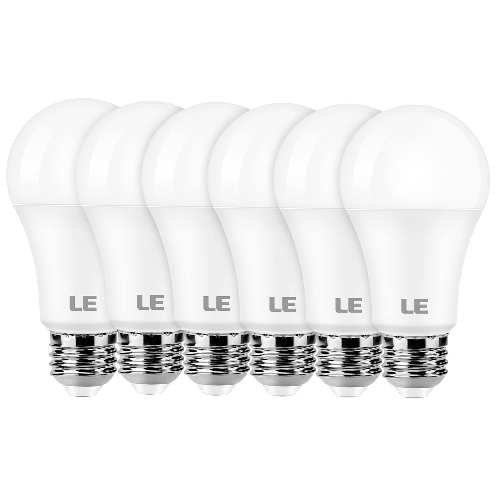 LE 100W Equivalent LED Light Bulbs, 1500 Lumens, Daylight White 5000K, A19 E26, 14W, Pack of 6