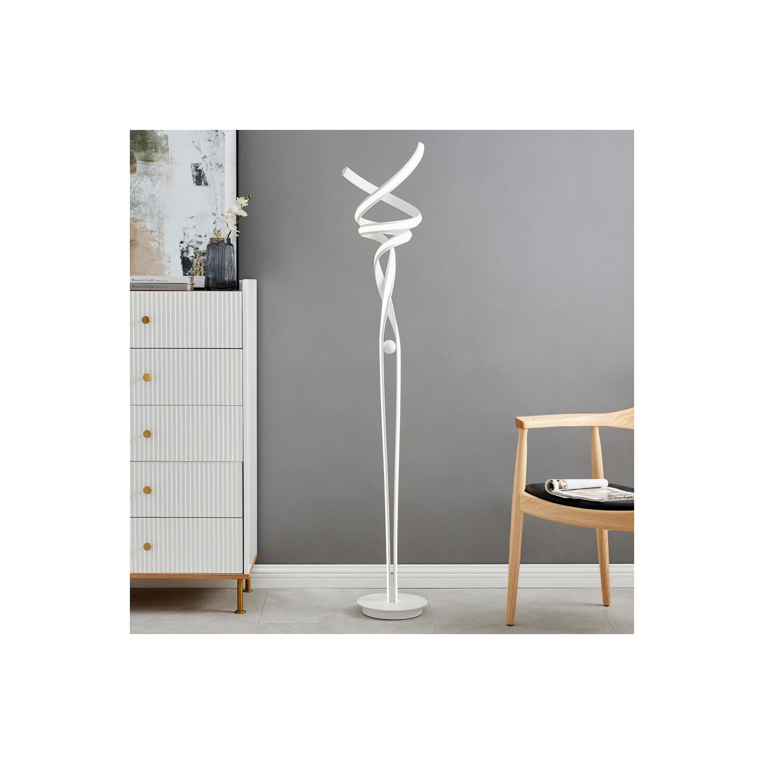 mCasting Silver LED Floor Lamp - 63in Tall, Metal, Model FL-004