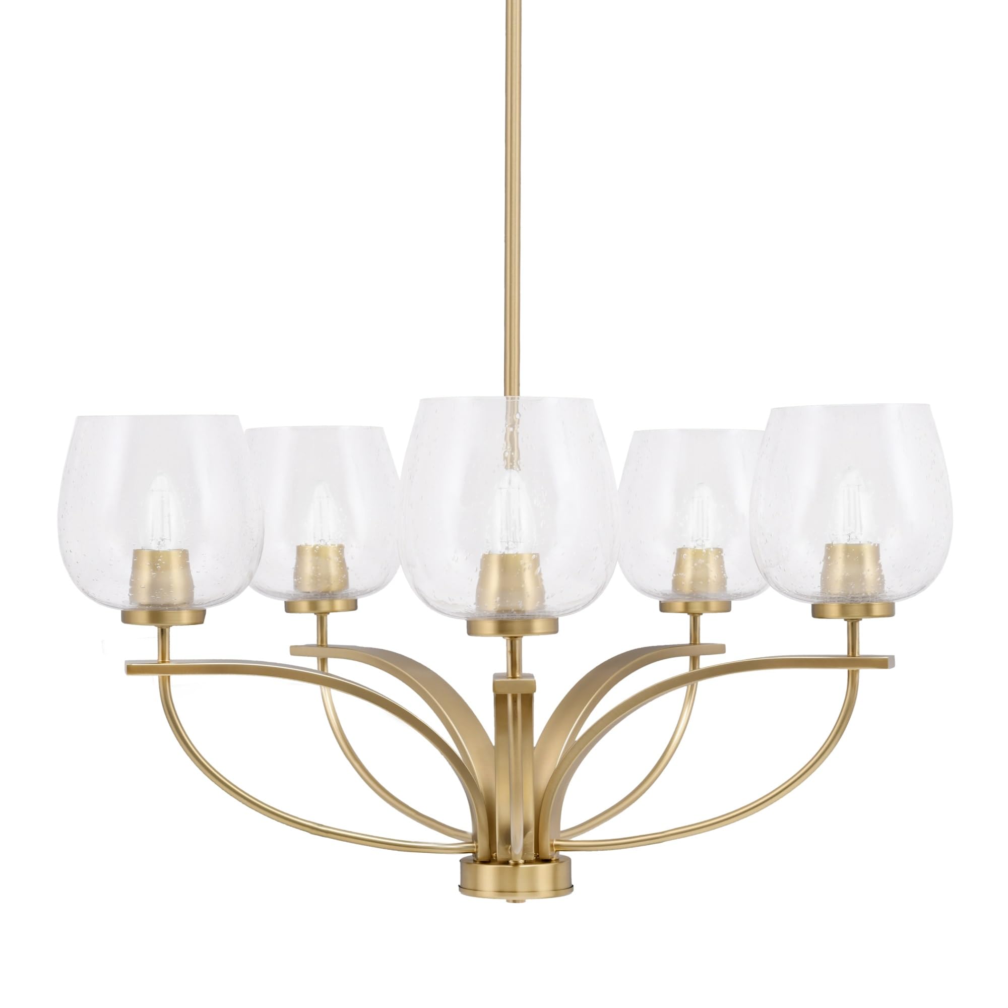 Toltec Lighting Cavella 5 Light Chandelier in New Age Brass Finish with 6&quot; Clear Bubble Glass