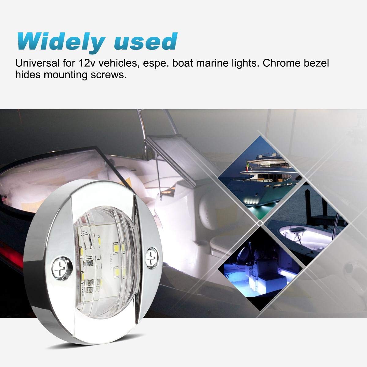 Partsam 3 Waterproof Boat Marine White Led Lights  Courtesy Light  Transom Stern Cabin Lighting For Pontoon Kayak Sailboat  Surface Mount 12V (Pack Of 2)