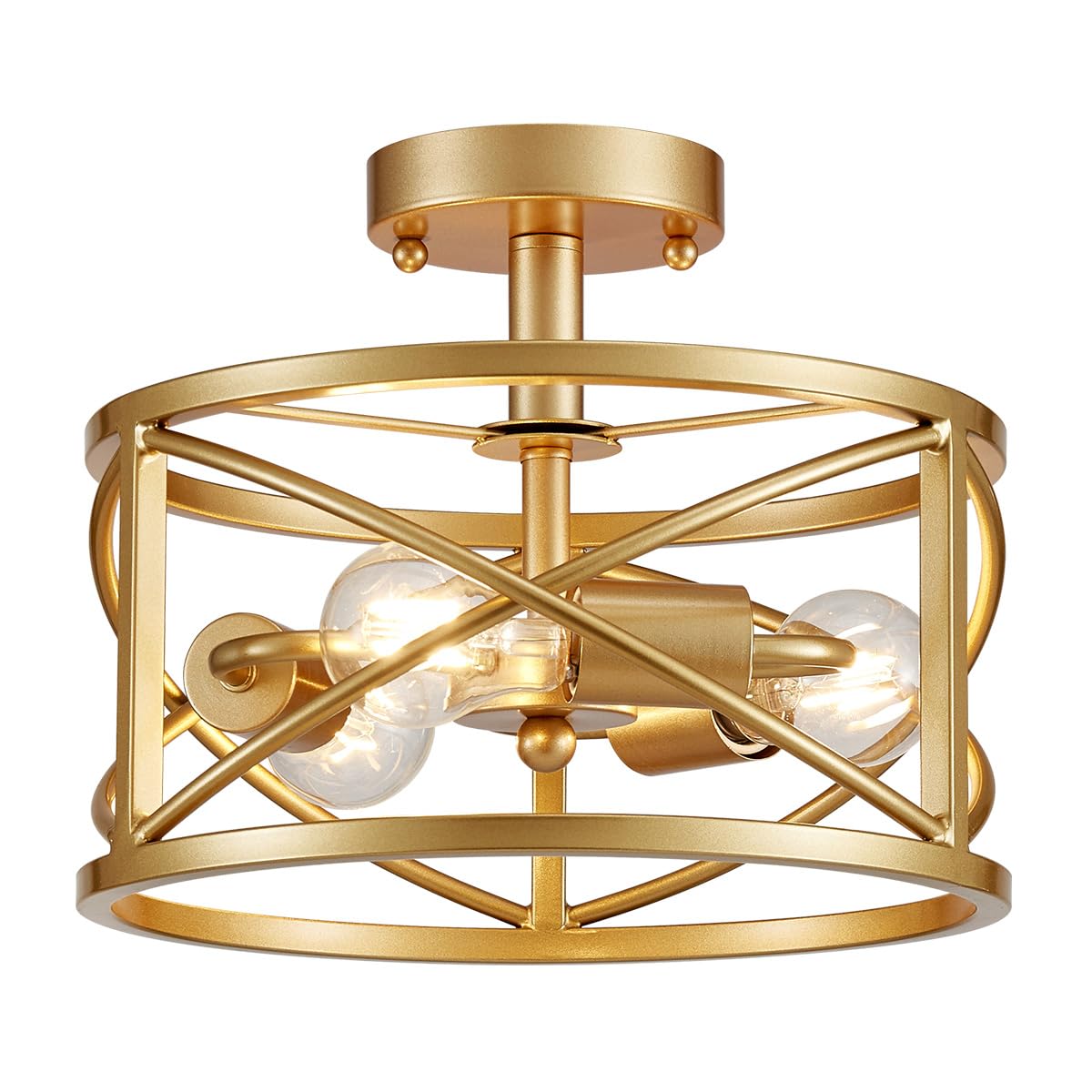 Wuzups Chandelier 3-Light Vintage Farmhouse Industrial Semi-Flush Mount Ceiling Light Modern Lighting Fixture For Foyer Bedroom
