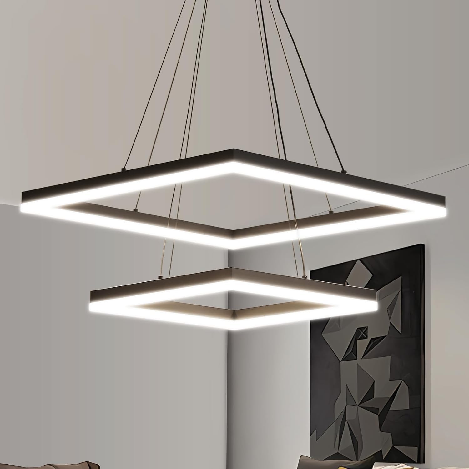 Matven Modern Ceiling Chandelier, With Remote Control Dimmable 3 Color Mode & Brightness (Warm & Cool & Neutral Light) Ceiling Chandelier, Acrylic Anti-Flicker Dining Light Fixture For Kitchen
