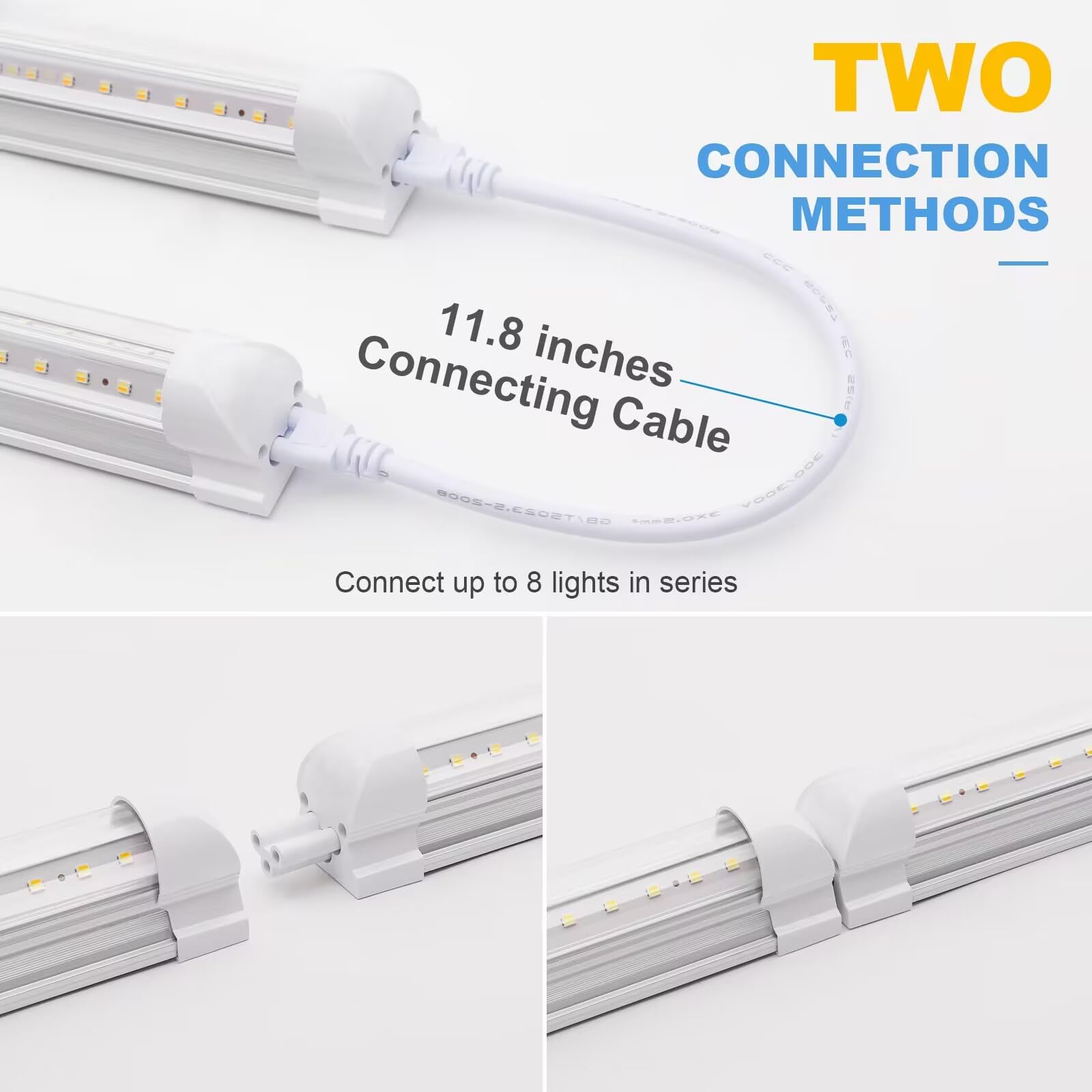 Jomitop 2Ft T8 Led Garage Shop Light Fixture,3-Color 3000K 4000K 6000K Linkable 20W Ceiling And Utility Light For Under Cabinet