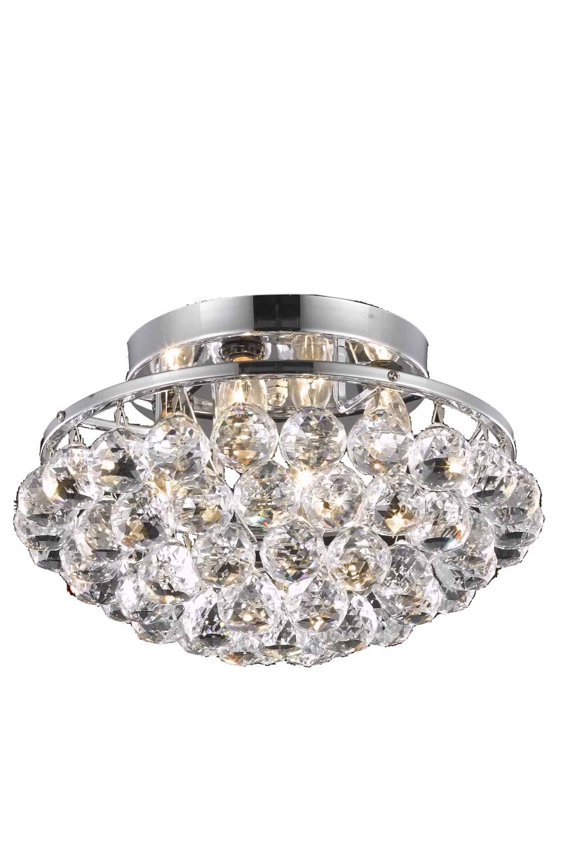 Elegant Lighting Corona Collection 4-Light Flush Mount with Royal Cut Crystals, Chrome Finish