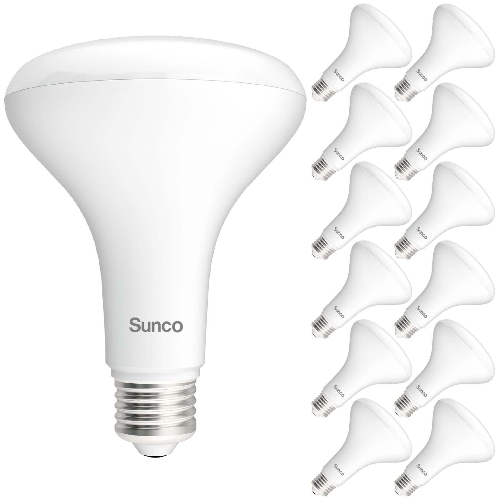 Sunco 12 Pack Br30 Led Bulb, Recessed Can Light Bulbs, Indoor Flood Lighting, 1600 Lm, 16W (100W Equivalent) 4000K Cool White, E