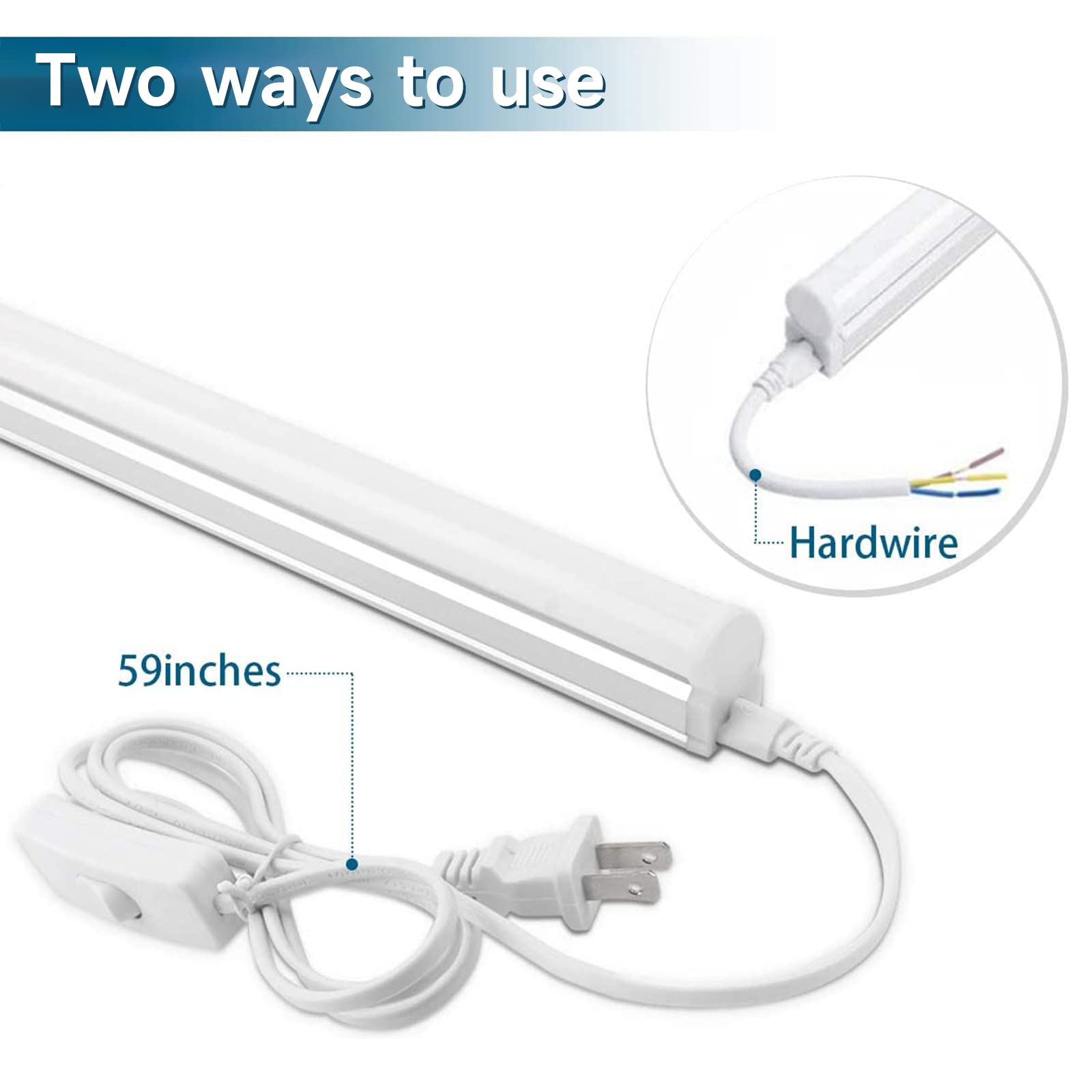 Barrina LED T5 Shop Light, 4FT, 20W, 2200lm, Super Bright White 6500K, Aluminum, ETL Listed, Model INWT504020650