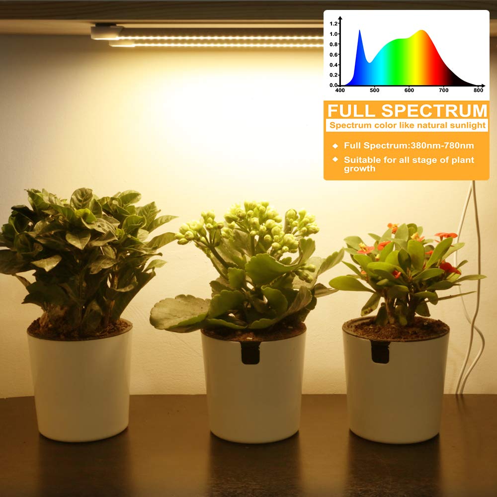 Mosthink LED Plant Grow Light Strips, Full Spectrum, Auto ON/OFF Timer, 48 LEDs, Dimmable, 2 Pack, White