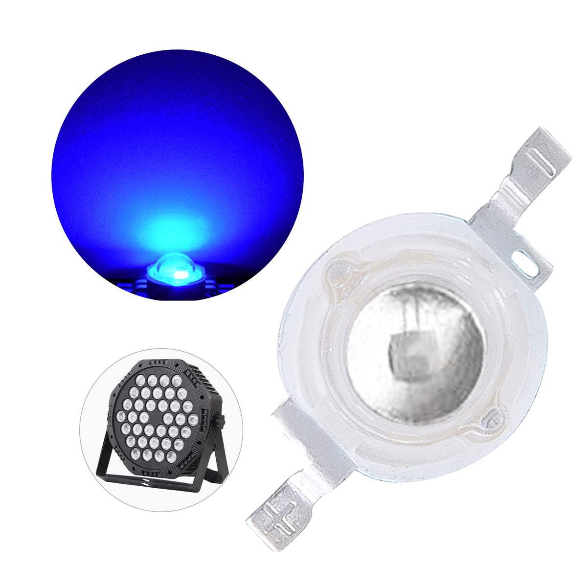 (Pack Of 20) 1W Blue Led Beads, Led Chip Lamp Bulb For Led Stage Lights