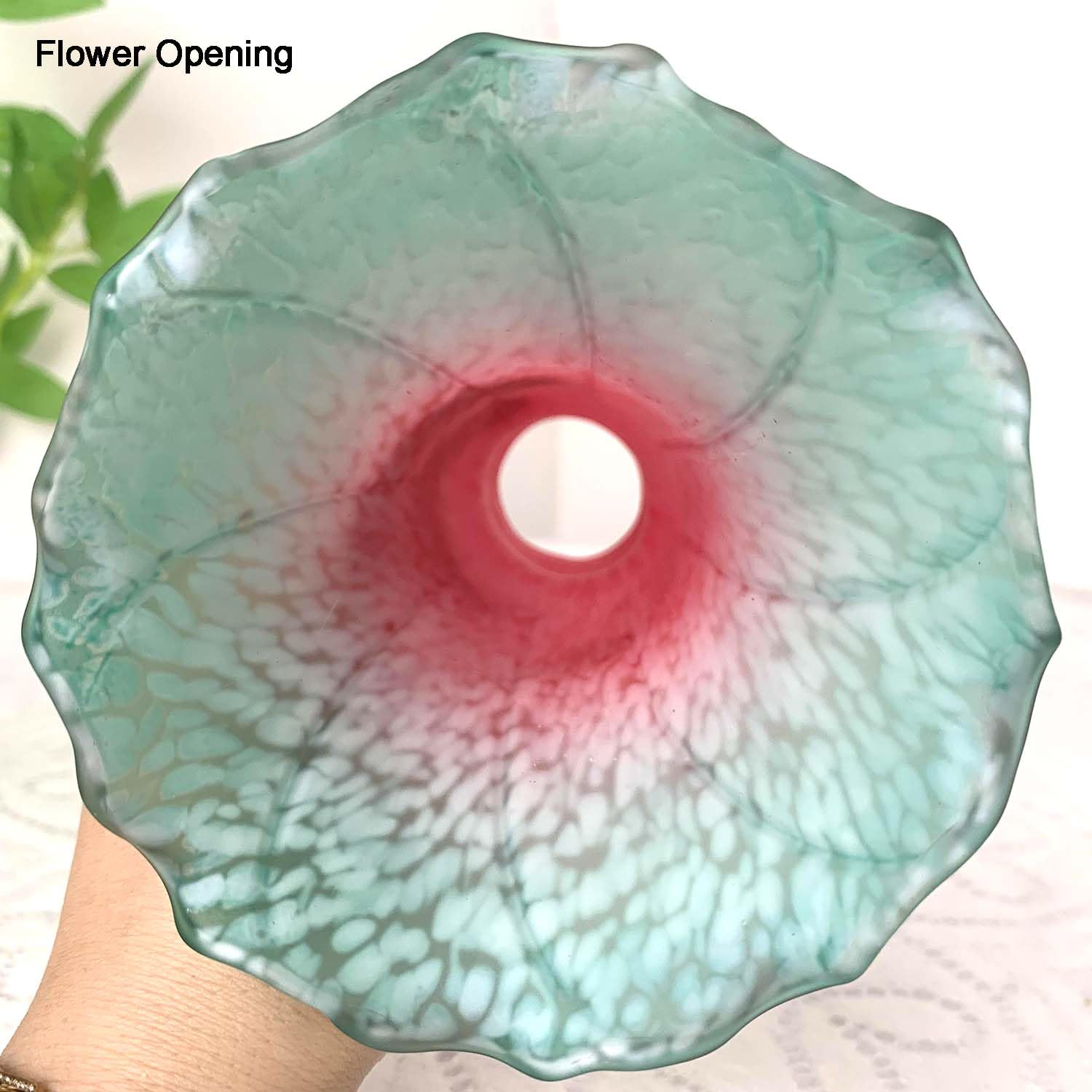 Bieye Ls70 Lily Flower Blown Glass Lampshade (Red Cyan, Opening I.D. 1.26'' X O.D. 1.5'')