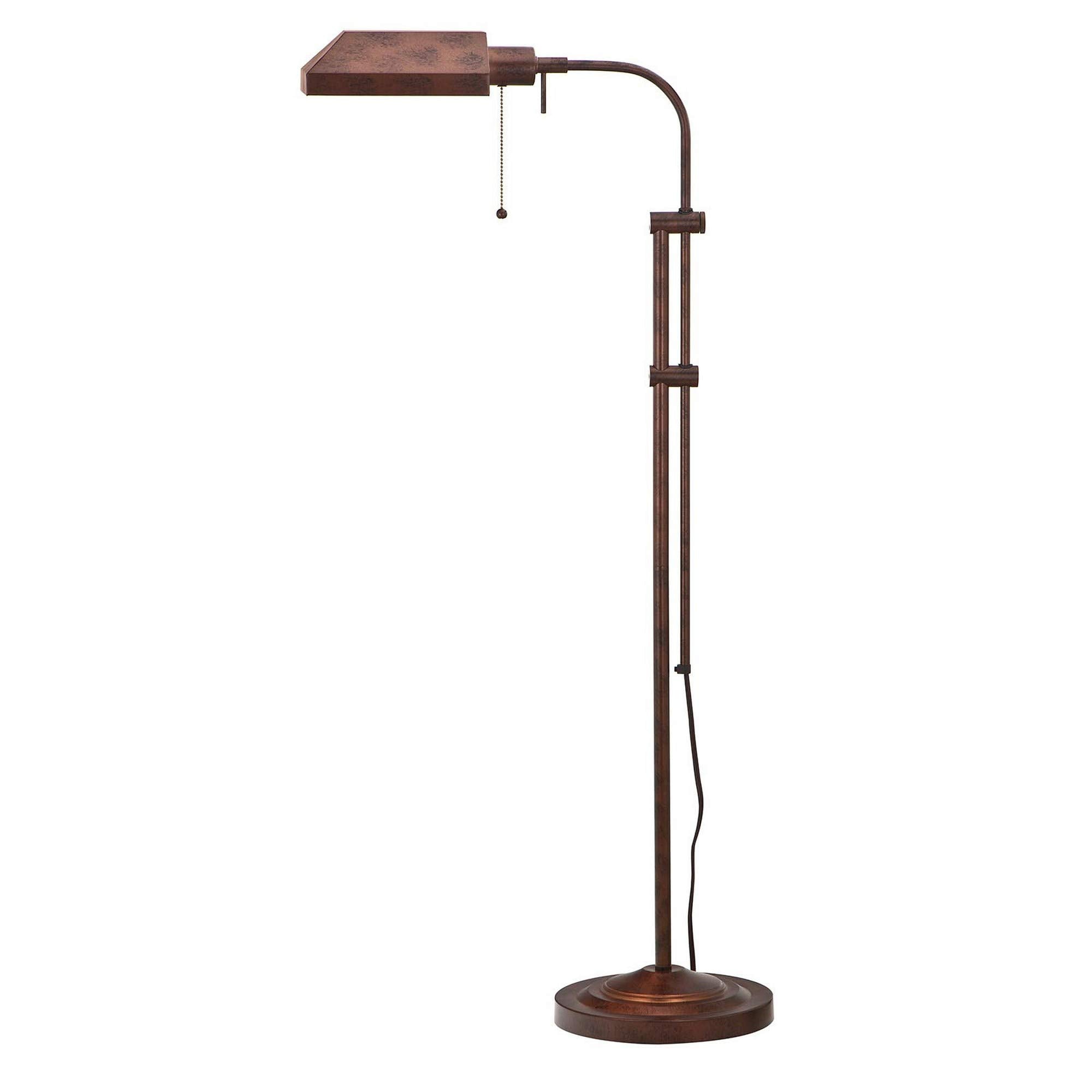 Benzara Metal Rectangular Floor Lamp, Adjustable Pole, Bronze, Model BM225082
