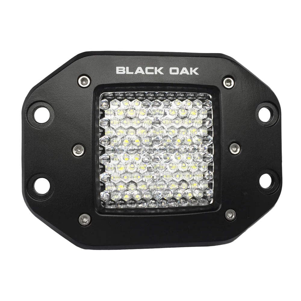 Black Oak 2&quot; Flush Mount LED Pod Light - Flood Optics - Black Housing - Pro Series 3.0