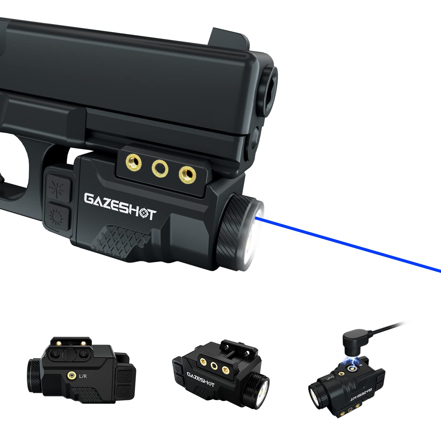 GAZESHOT Mini 700 Lumen Handheld Toy Light Laser Combo Weapon Light Tactical Flashlights  Magnetic USB Rechargeable with Blue Beam Sight and Strobe Mode for GL and Picatinny Rail
