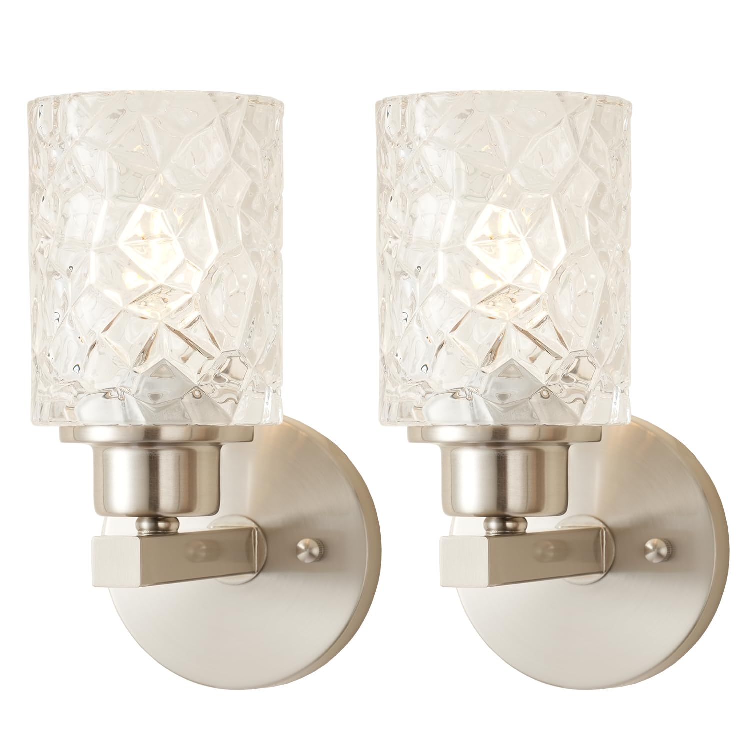 ALICE HOUSE Brushed Nickel Wall Sconce Set, 1 Light-2 Pack, Modern Farmhouse Design, Model AL9082-W1-2P