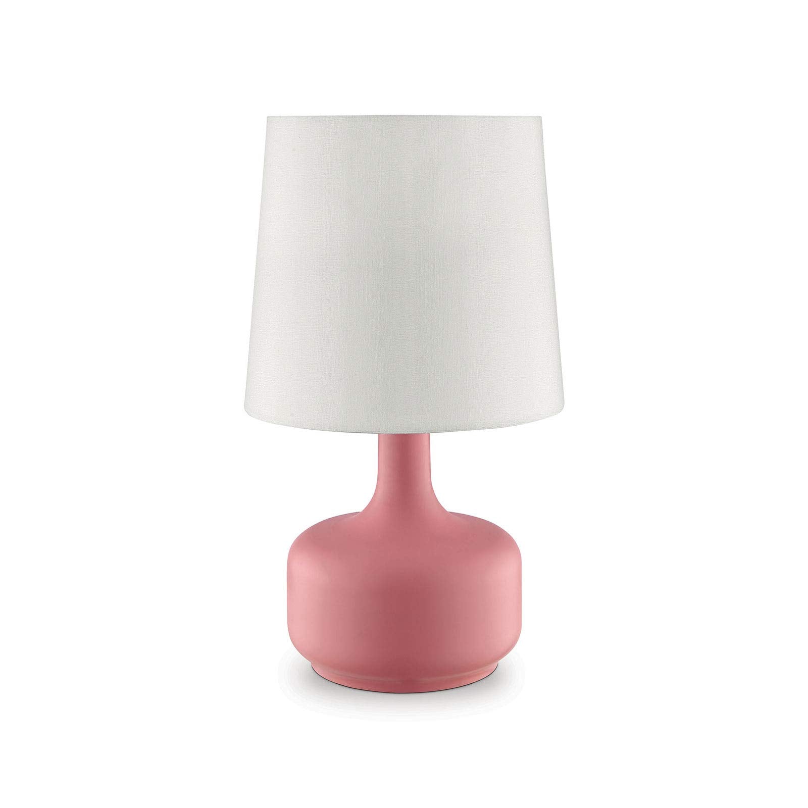 Benjara Pink Contemporary Table Lamp With Pot Belly Base With Matte Finish
