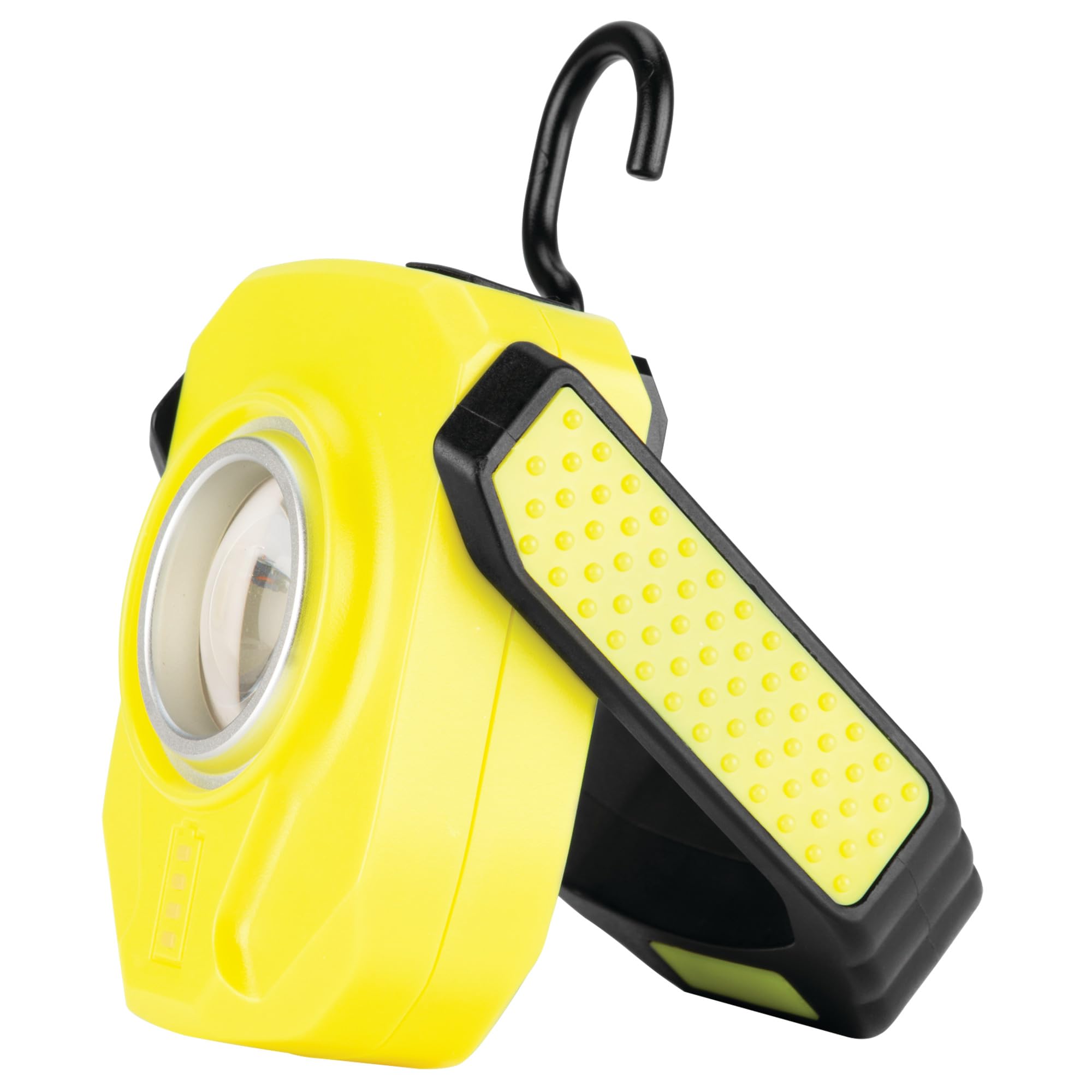 Performance Tool 431 Rechargeable Work Light, 1000 Lumen COB, Lime Yellow, Magnetic Flexible Hand and Hook