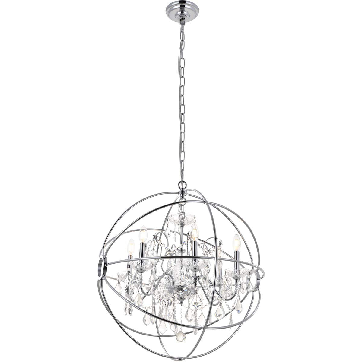 Living District Indoor Modern Home Decorative Bright Ceiling Cordelia 6 Light Chrome Crystal Pendant