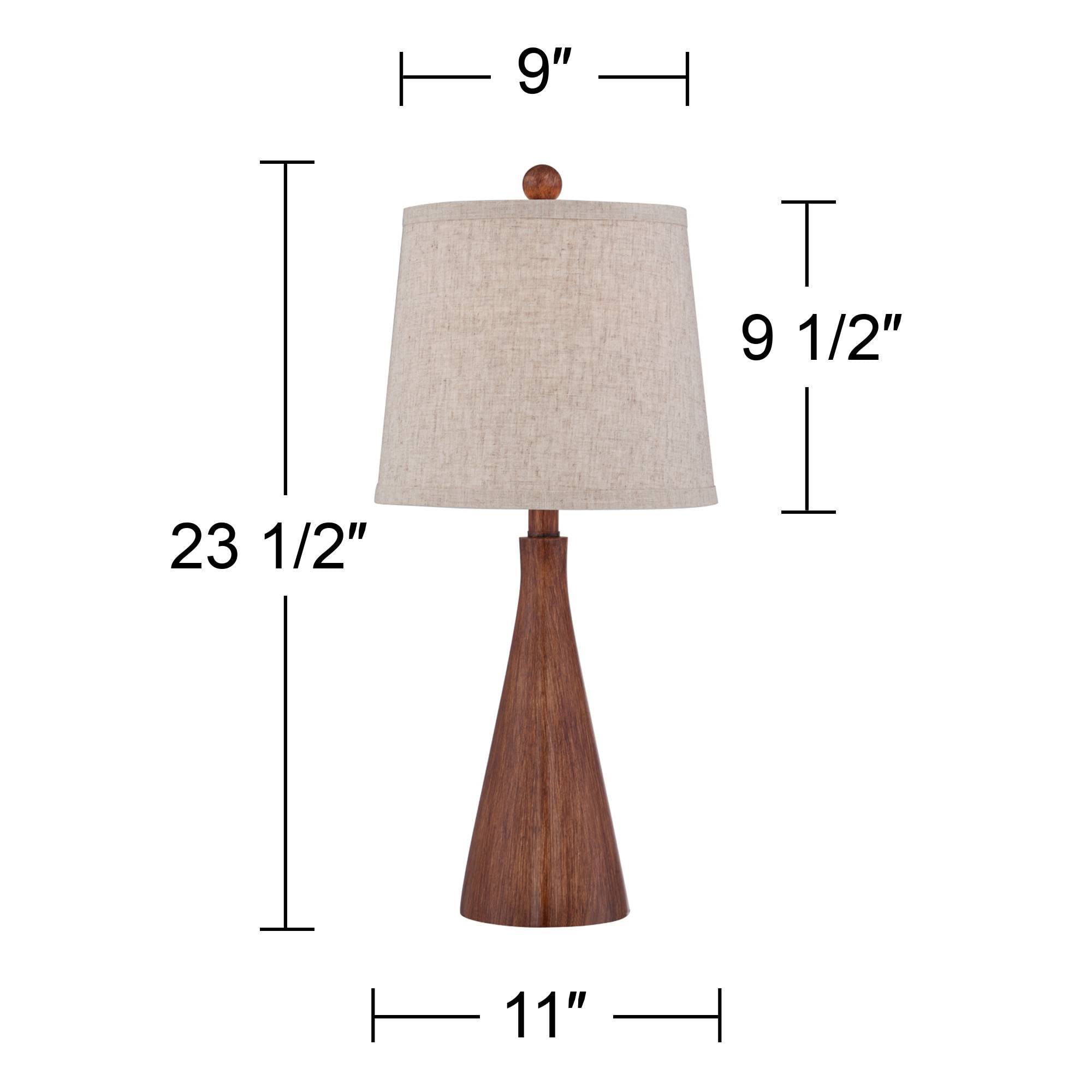 360 Lighting Accent Table Lamp, 23.5in High, Brown Faux Wood, Oatmeal Drum Shade, Model 8P713