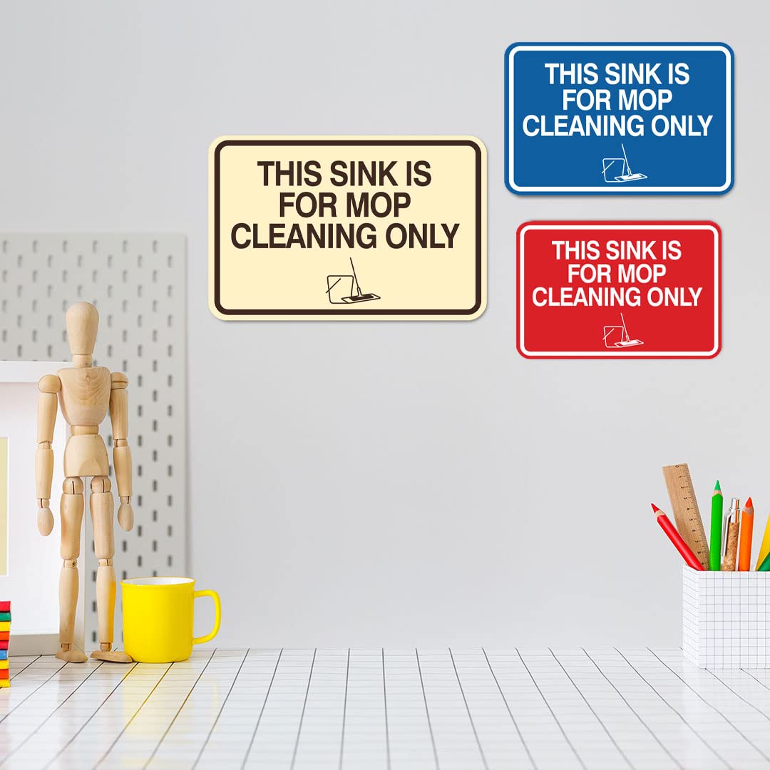 Signs ByLITA Classic Framed Mop Cleaning Only Sign, Ivory/Dark Brown ...