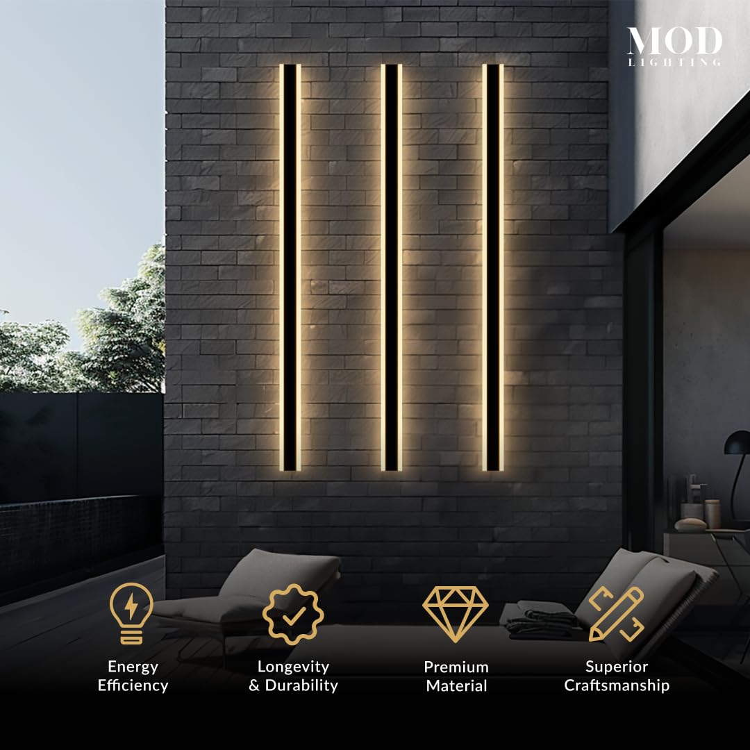 ?????? ???????????????? Haylen | Waterproof Outdoor Wall Light, Led Dimmable With Remote 3000K-6000K, Long Outdoor Porch Lights, Wired Lighting Fixture, Patio Exterior Wall Sconce, 1-Pack (Black, 67")