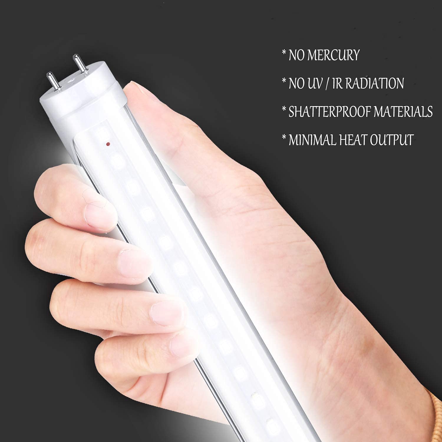 Hminled 48 Double-Ended 6000K Clear Led Tube, 4 Ft T8 Ballast Bypass Bulb, 22W (65W Fluorescent Replacement) 6500K Tubelight, 24