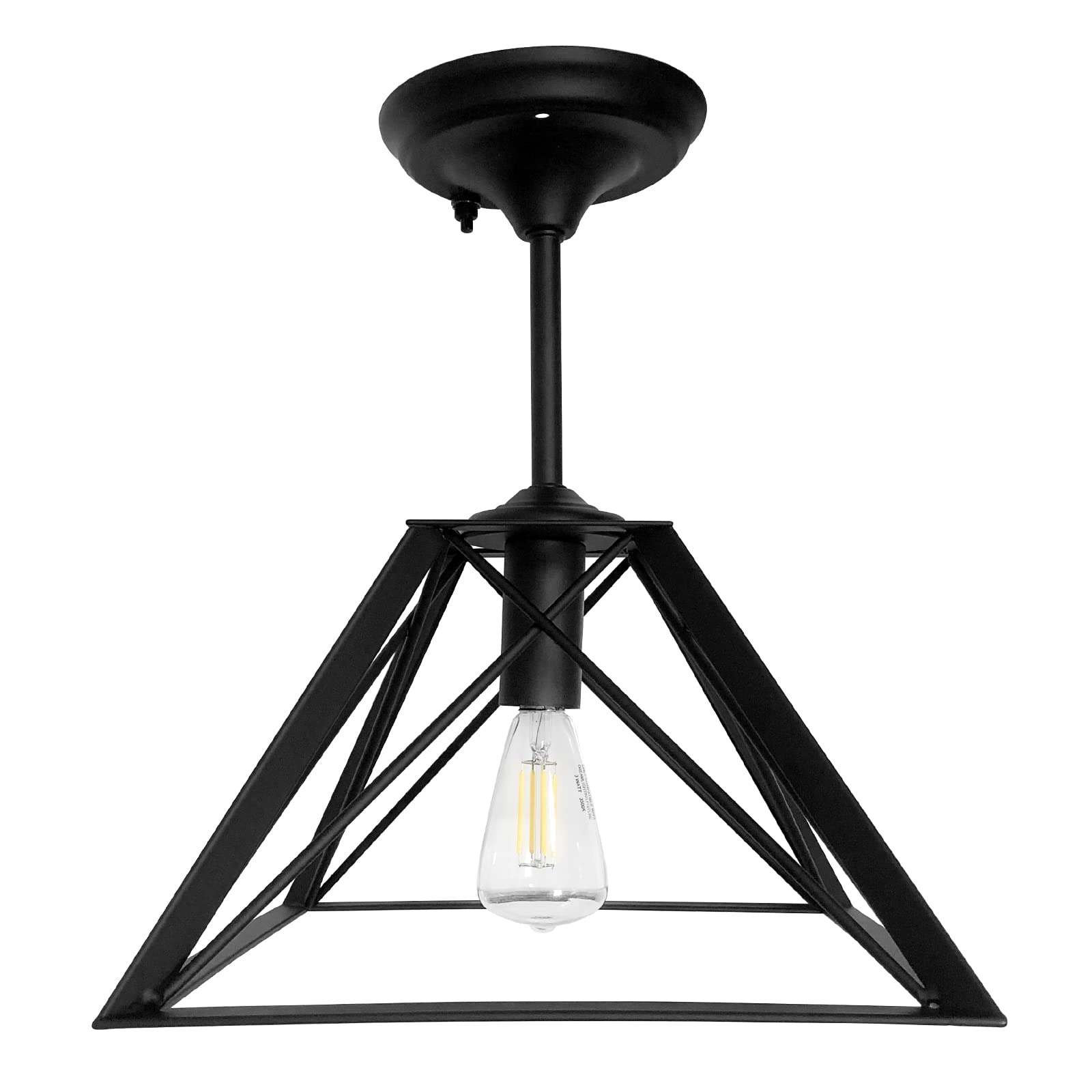 Dream lighting 12V RV Ceiling Light Fixture, Vintage Edison Bulb, 12 inch, Matte Black, Model DD-X6F15
