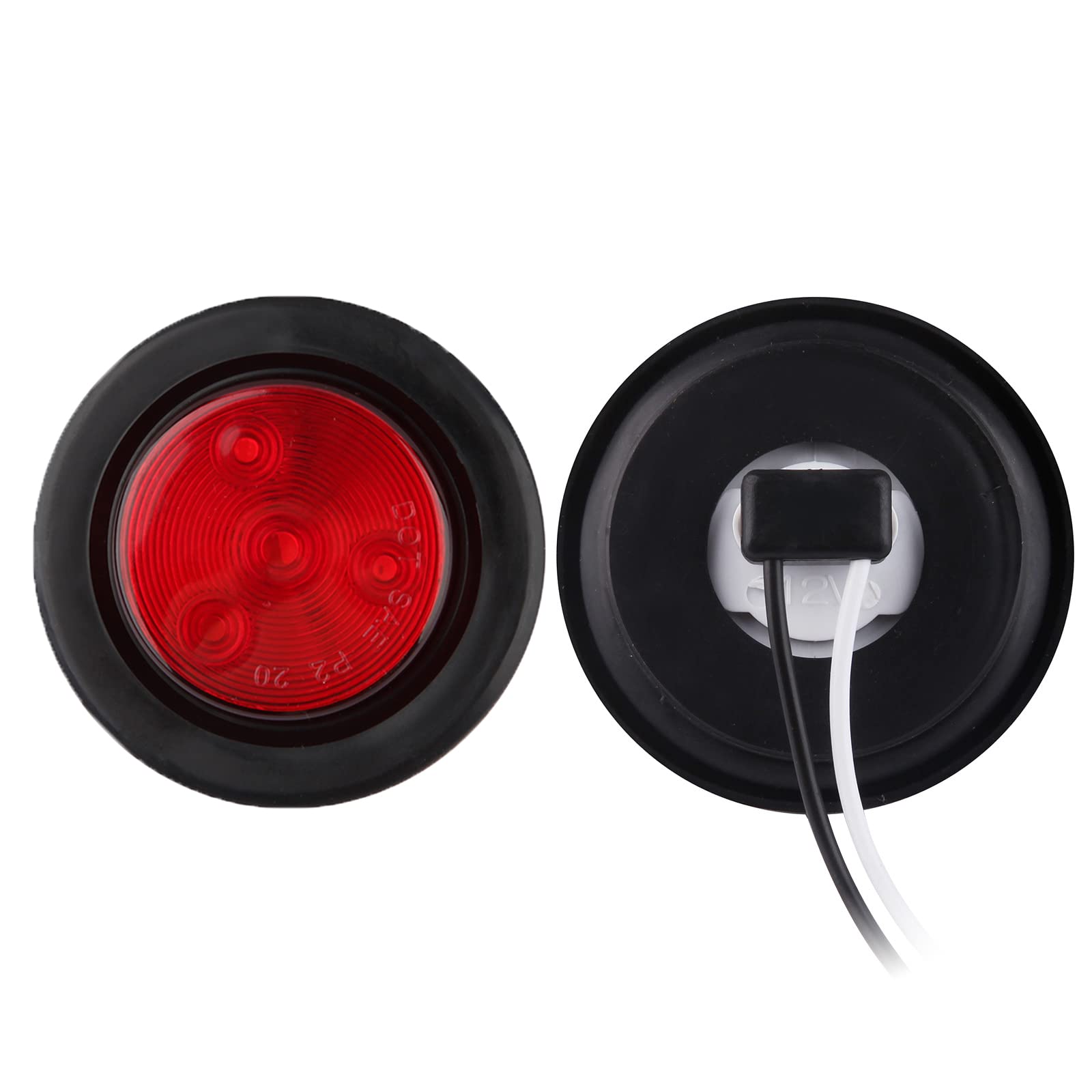 10Pcs 2 Inch Round Led Side Marker Clearance Lights For Trailers, 5 Amber And 5 Red Sealed 2 Round Led Trailer Marker Lights 4 L