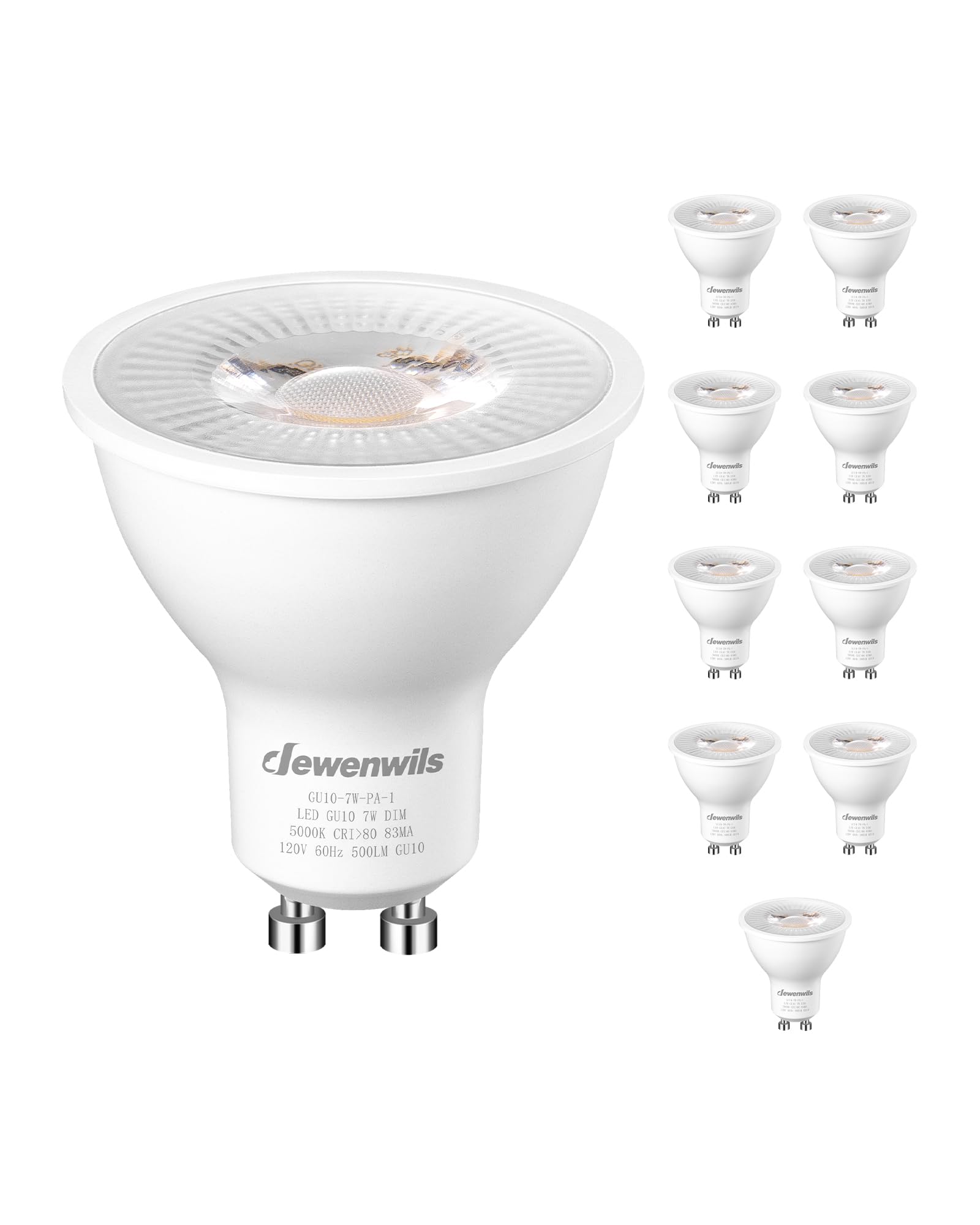 DEWENWILS GU10 LED Bulb 7W Dimmable 500LM 5000K Daylight White 10 Pack UL Listed