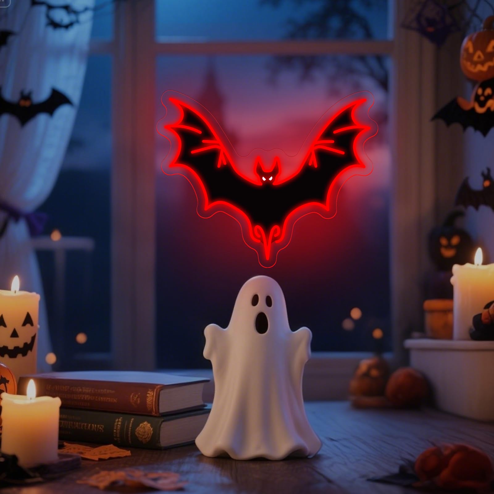 Halloween Bat Neon Light  Halloween Bat Decor Sign Wall  Horror Decor Neon Sign  Gift For Boys  Led Light Gothic Room Decor  Teen Girls Preppy Room  Man Cave  Gift For Boys-Red