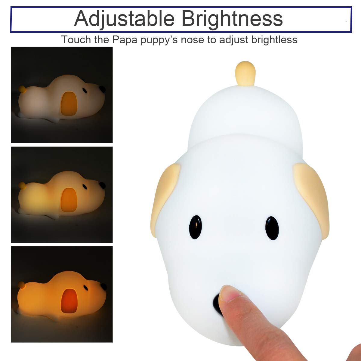 S Nmt Silicone Led Puppy Night Light With Touch Sensor, Timer, Warm & Cool Color Modes For Kids