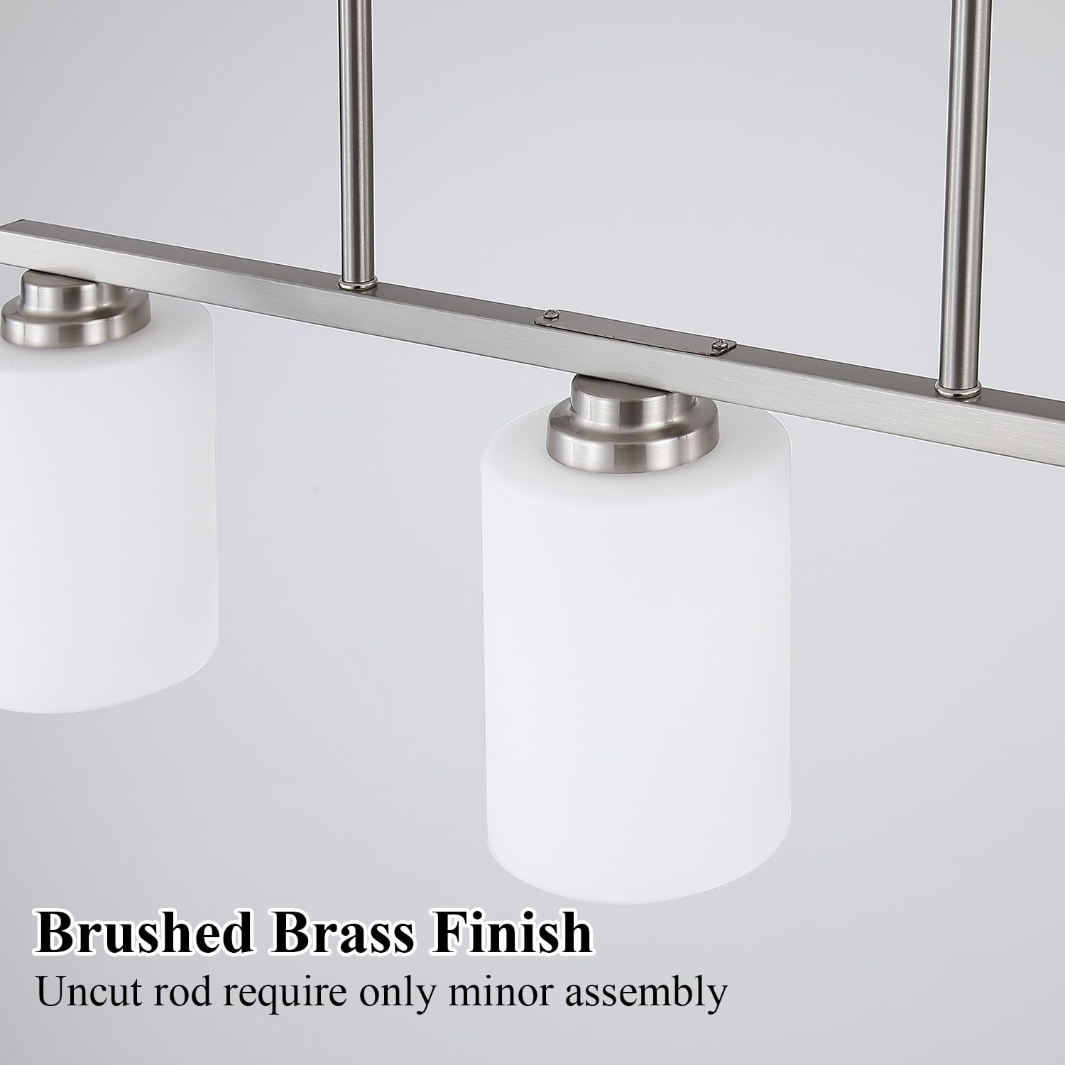 Mecgirn Island Light For Kitchen  Brushed Nickel Dining Room Light Fixture Over Table With Milk Glass Shade  3-Light Linear Chandelier Pendant Lighting For Dining Table Kitchen Island Living Room