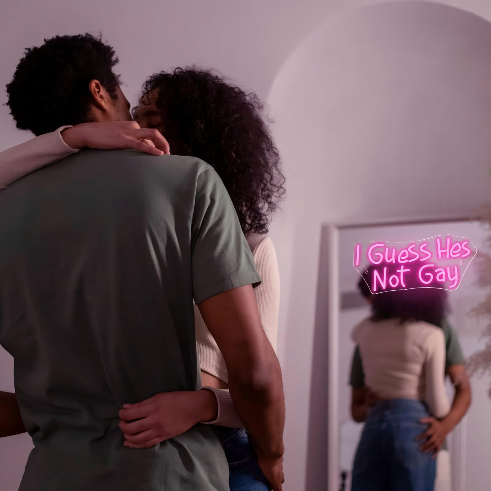 Ineonlife I Guess Hes Not Gay Neon Sign Pink Letter Neon Light Bar Neon Signs For Wall Decor Light Up Sign For Club Party Bedroom Living Room Man Cave Decoration Gifts