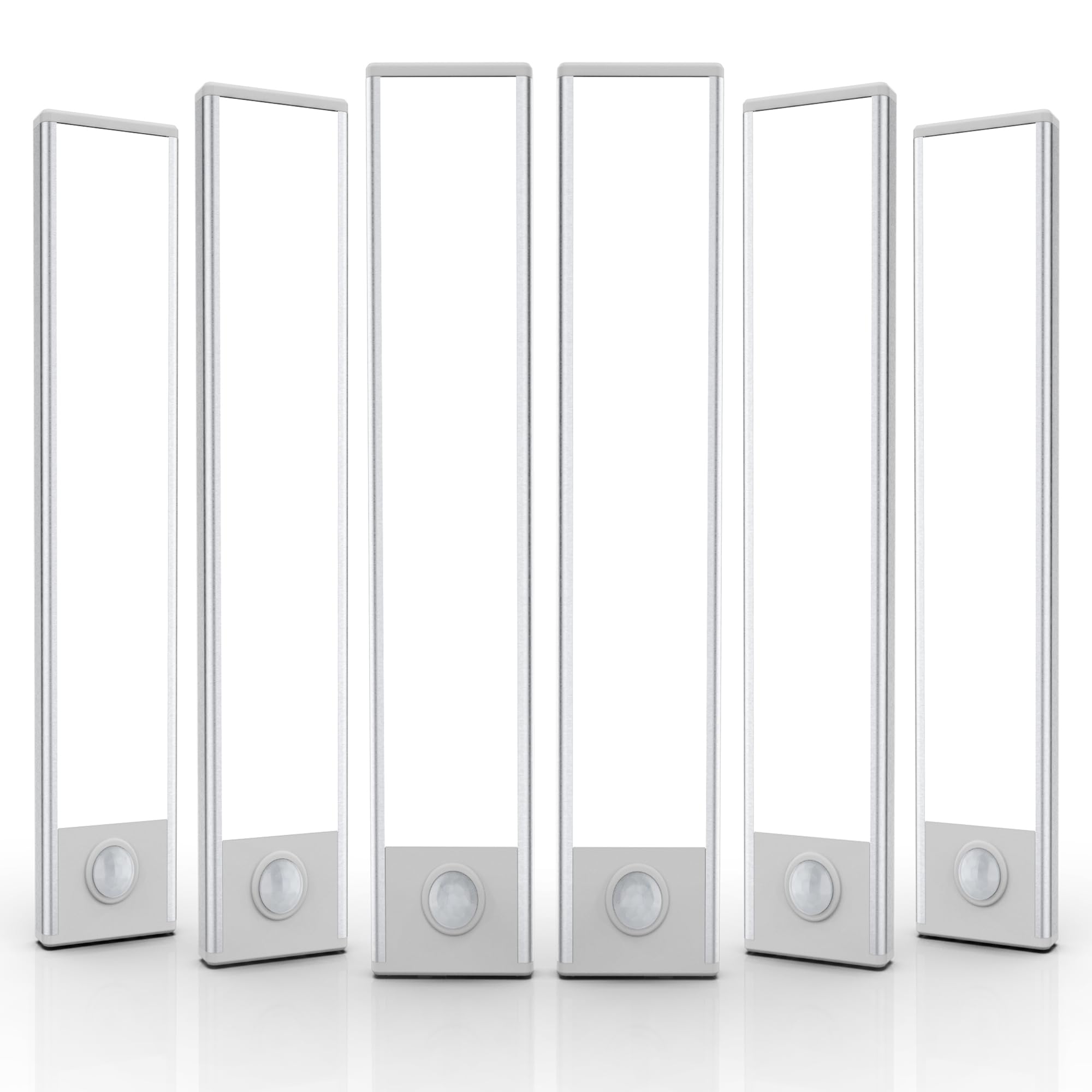AVEVA 6 Pack Under Cabinet Lights, 40 LED Motion Sensor, Rechargeable, Battery Operated, 10 Inch, White Light, Model AVEVA-01