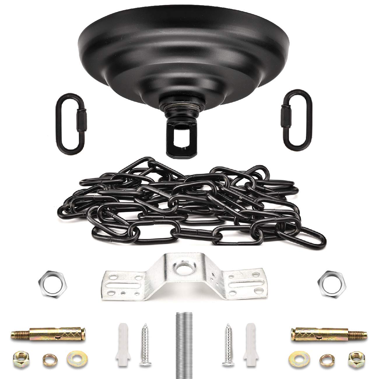 Rojoser Heavy Duty Canopy Kit & 3.2Ft Pendant Light Fixture Chain, Vintage Black