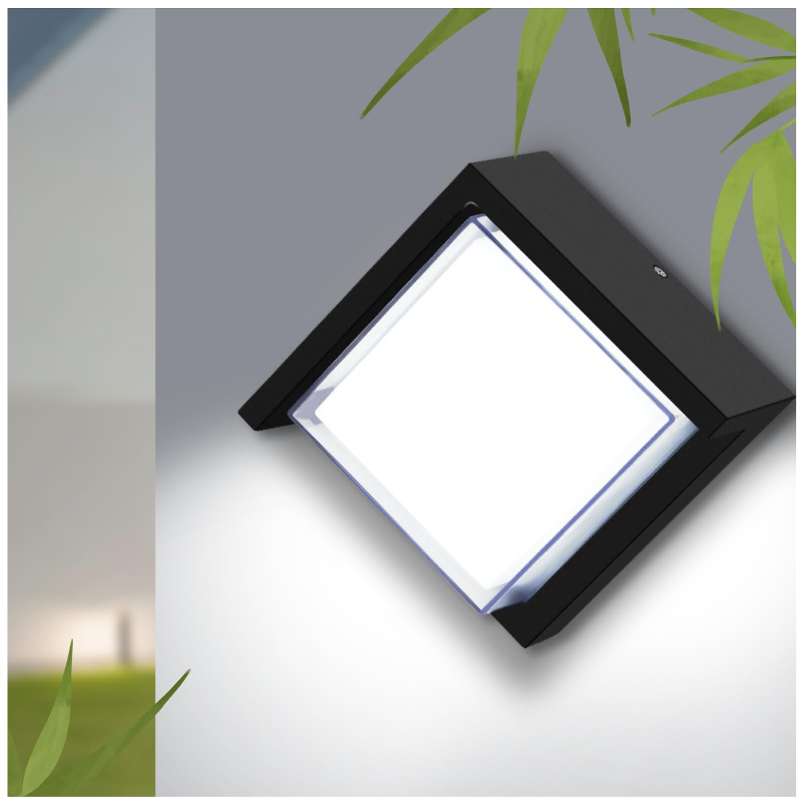Tomourd Outdoor Wall Light  6000K Daylight Small Anti Rust Exterior Wall Lighting Fixtures  Black Square Wall Mount 12W Led Porch Lights For House With Waterproof For Front Porch  Garage  Patio