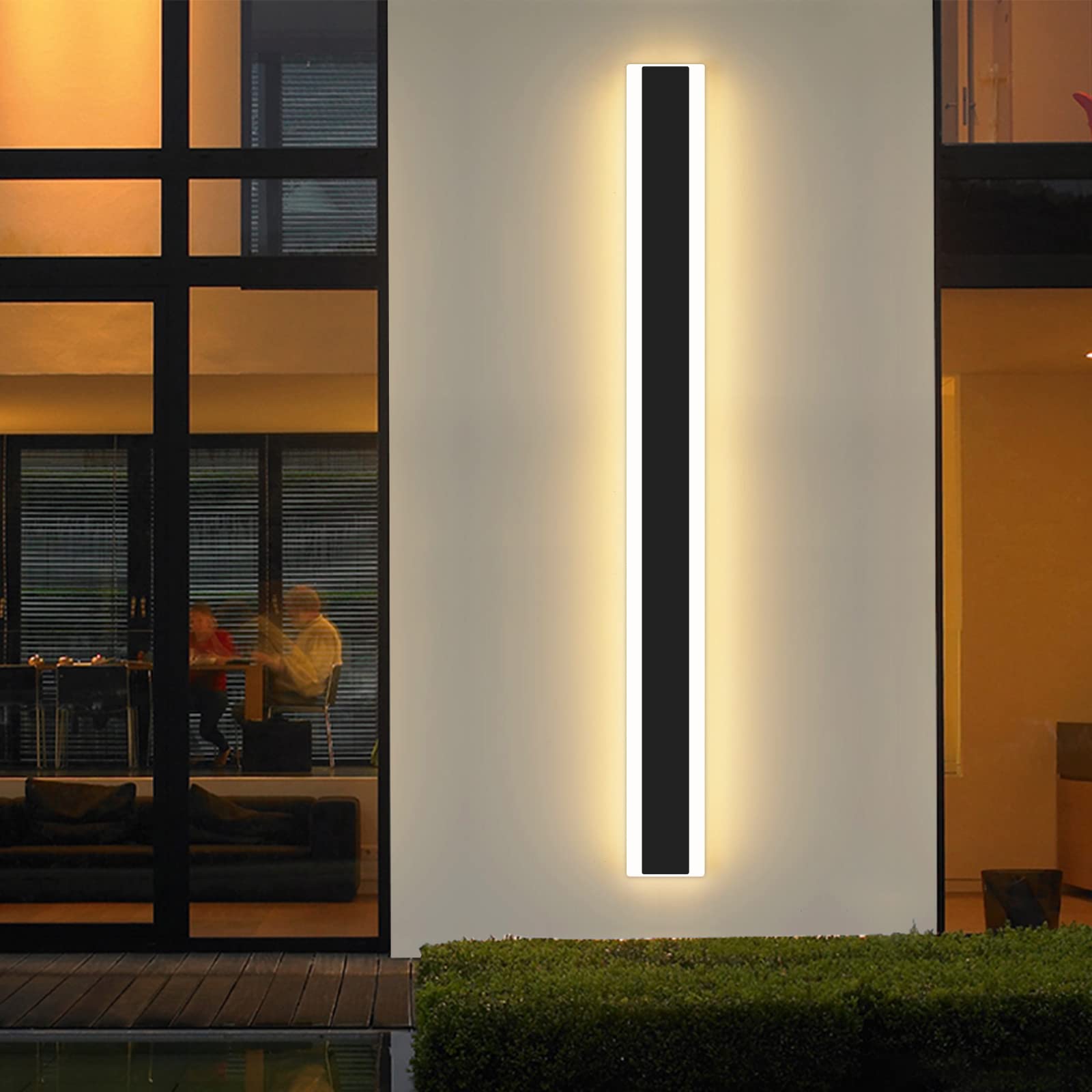 Modern 39inch Outdoor Wall Light, 3000k/4500k/6000k 3 Color Change Black Exterior Light Fixtures Wall Mount, Ip65 Waterproof Mod